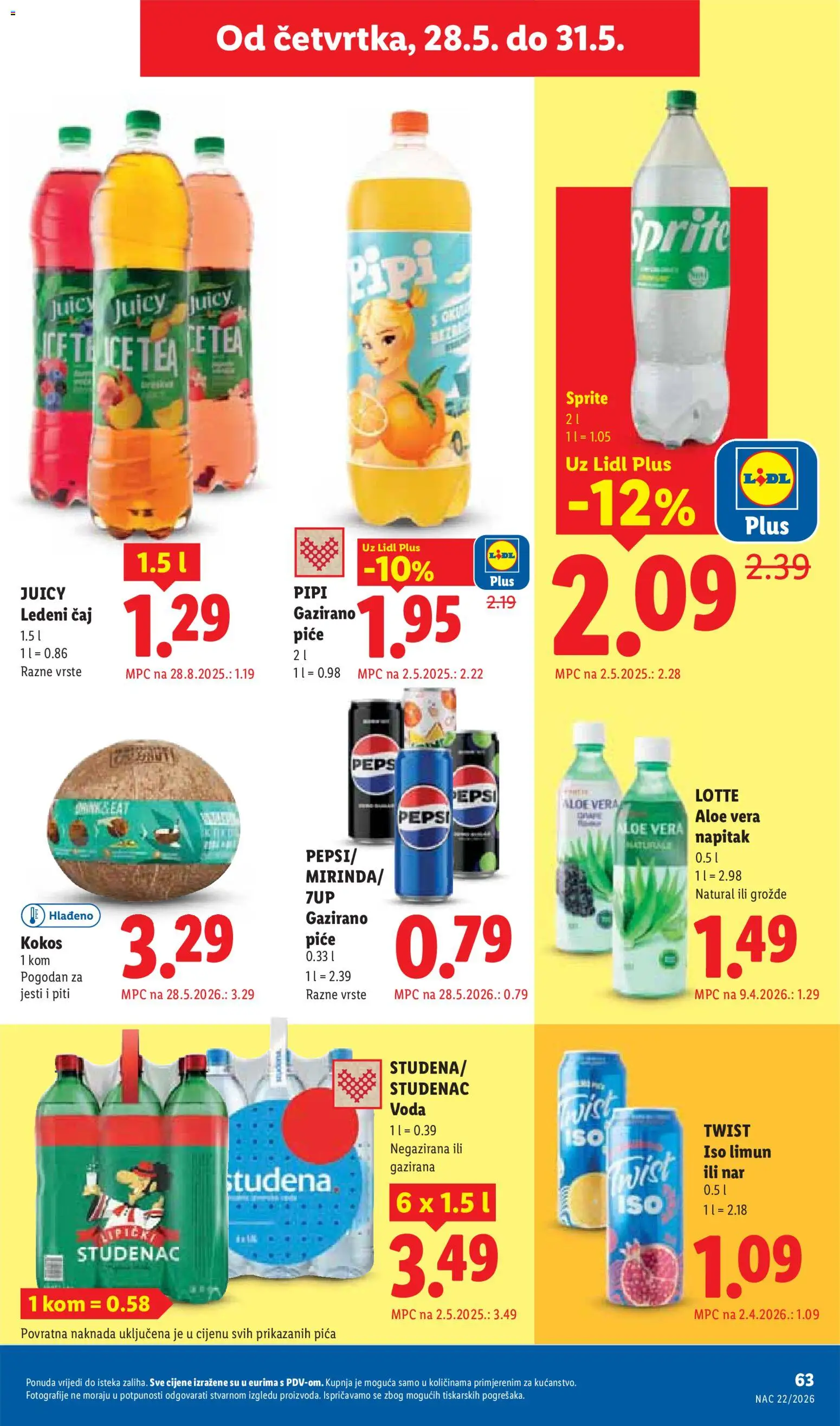 Lidl katalog | vrijedi od 25.05.2026 | Stranica: 63 | Proizvodi: Pica, Pepsi, Čaj, Voda
