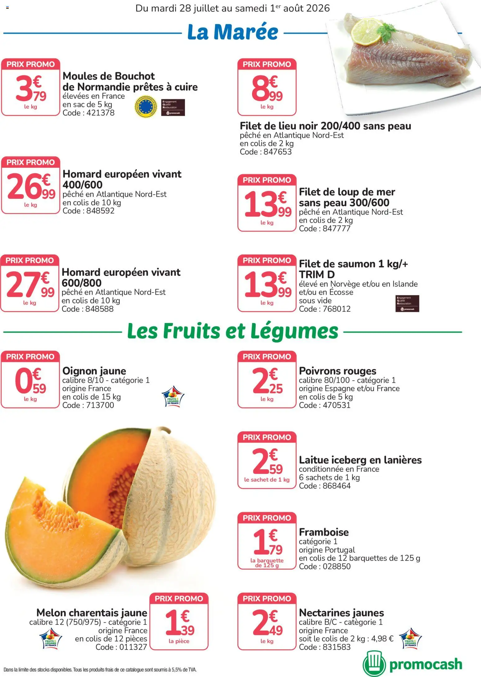 {H1} | Page: 2 | Produits: Framboise, Melon, Homard, Saumon