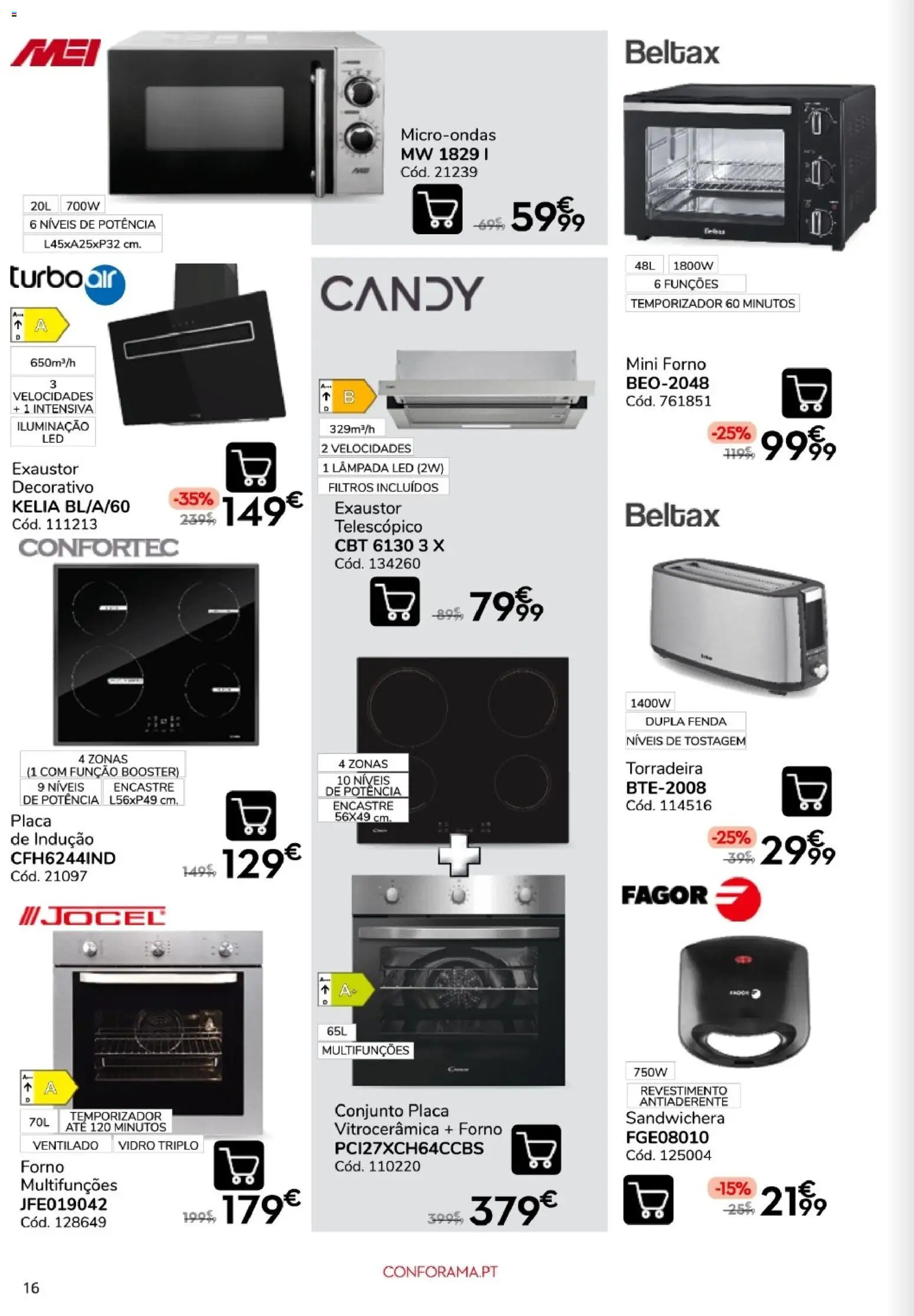 Conforama - Quinzena top │ válido de 10/09/2026 | Página: 16 | Produtos: Forno, Exaustor, Torradeira, Iluminação