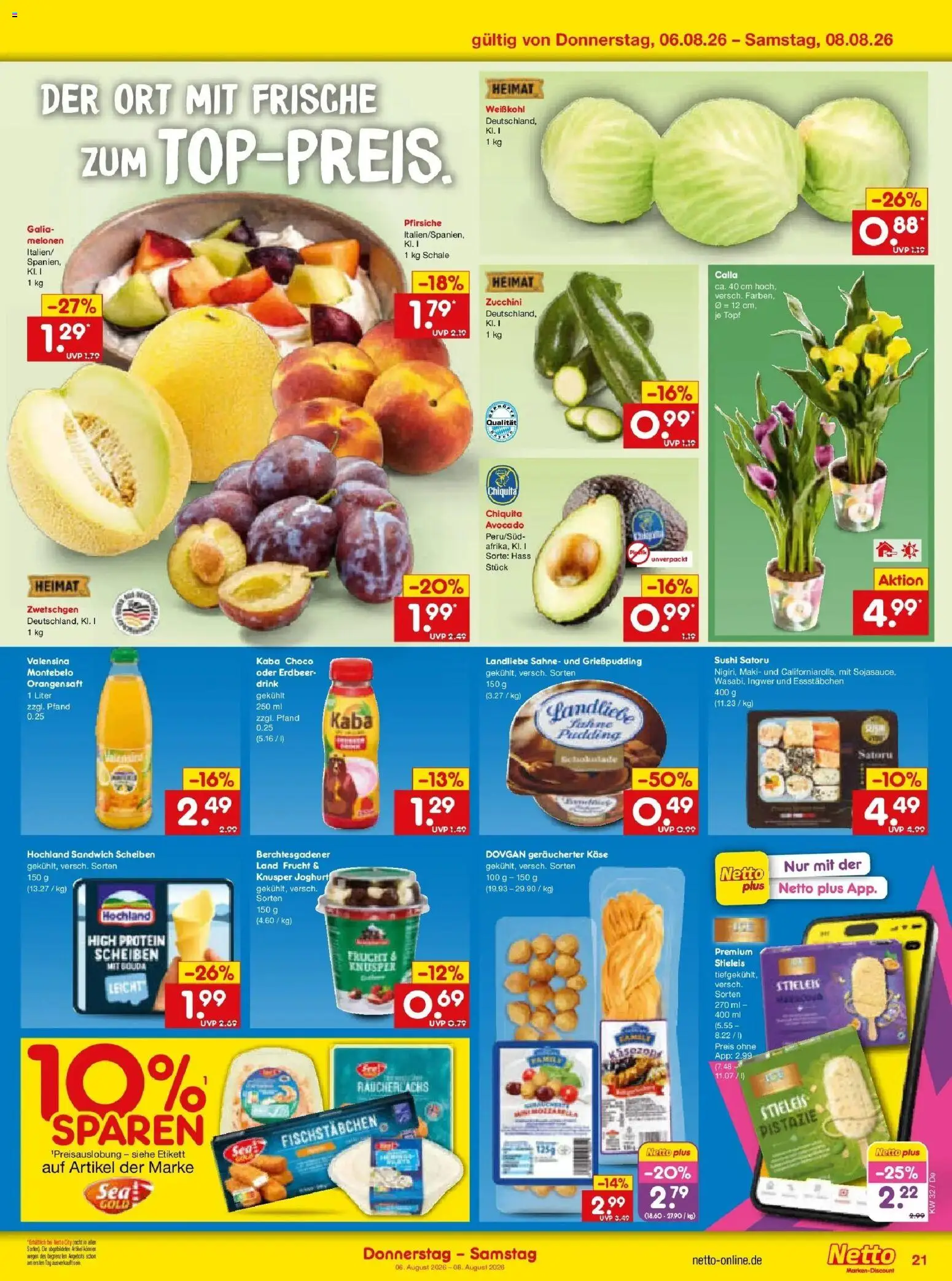 Netto Marken-Discount Prospekt Buttenwiesen – gültig ab 03.08.2026 | Seite: 39 | Produkte: Gouda, Avocado, Räucherlachs, Zucchini