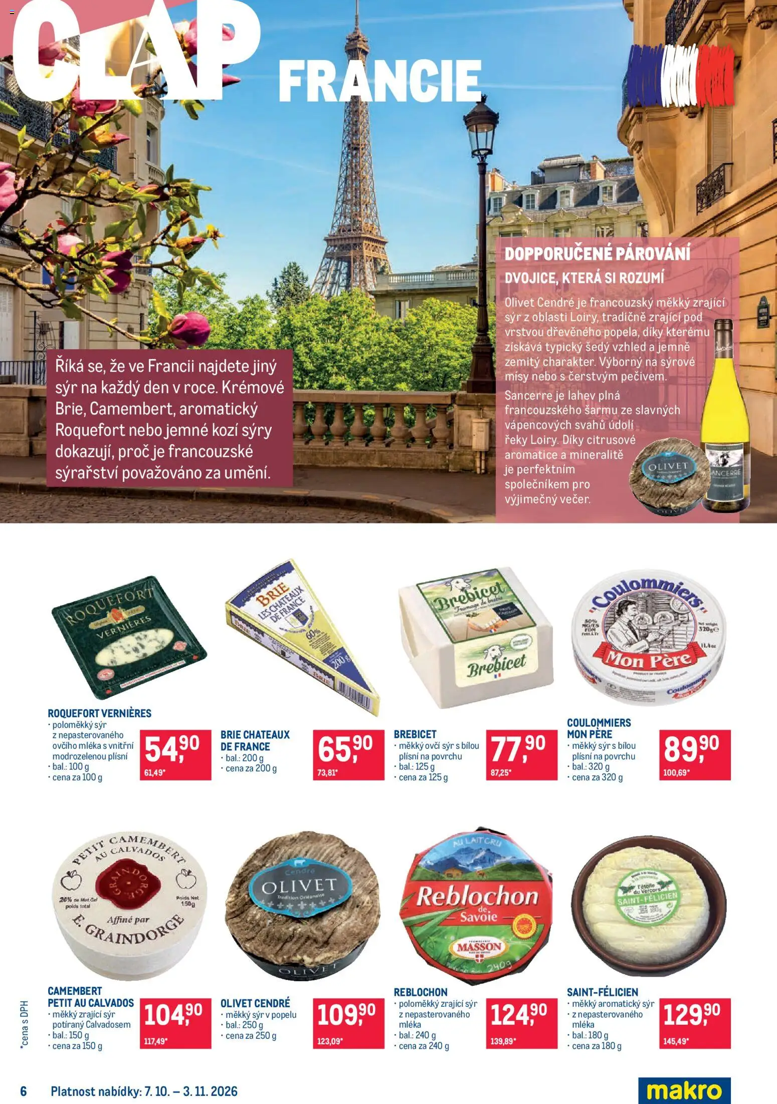 Makro leták - Pro milovníky jídla od 07.10.2026 | Strana: 6 | Produkty: Sýr, Zrající sýr, Brie, Měkký sýr