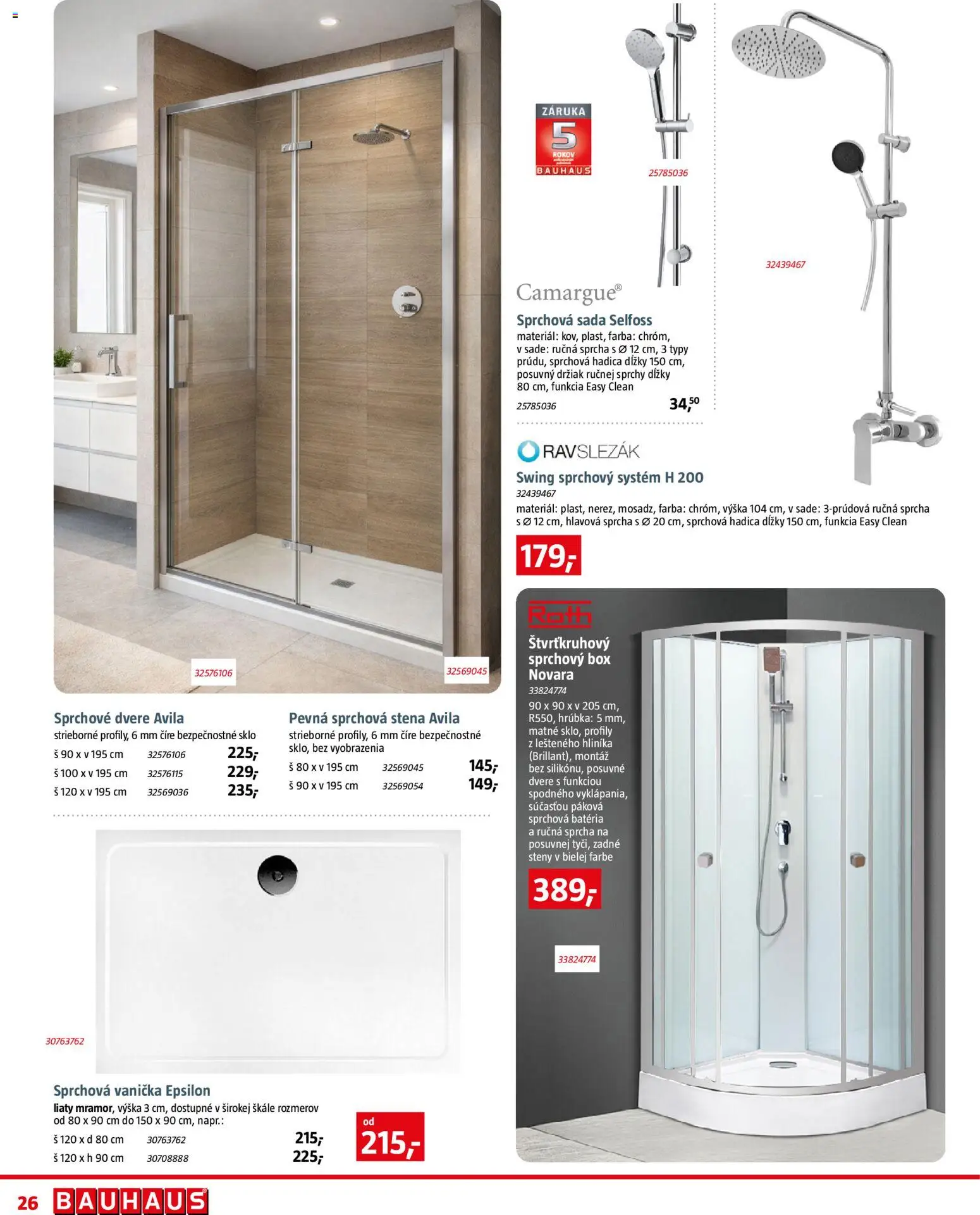 Nové Bauhaus akcie – leták je platný od 05.10.2026 | Strana: 26 | Produkty: Sprchové dvere, Dvere, Sprcha
