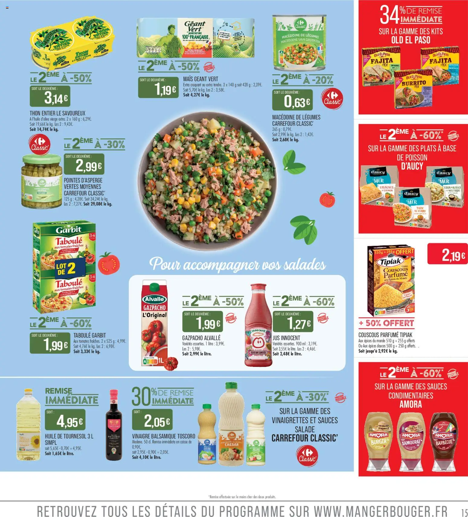 {H1} | Page: 15 | Produits: Salade, Base, Thon, Huile