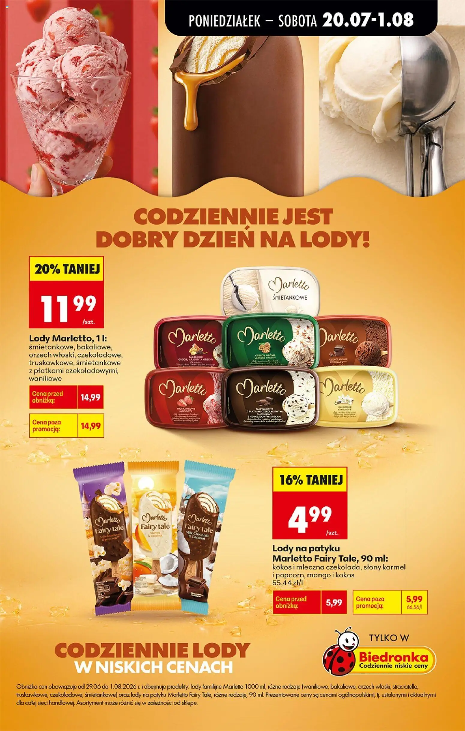 Biedronka gazetka od poniedziałku od 20.07.2026 | Strona: 25 | Produkty: Mango, Lody na patyku, Fairy, Lody
