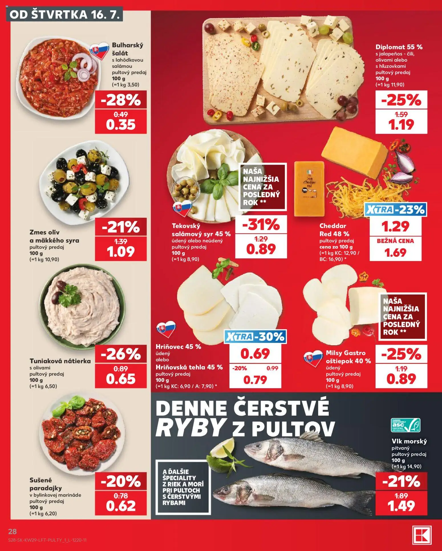 Nové Kaufland akcie – leták je platný od 16.07.2026 | Strana: 28 | Produkty: Syr, Paradajky, Nátierka, Špeciality