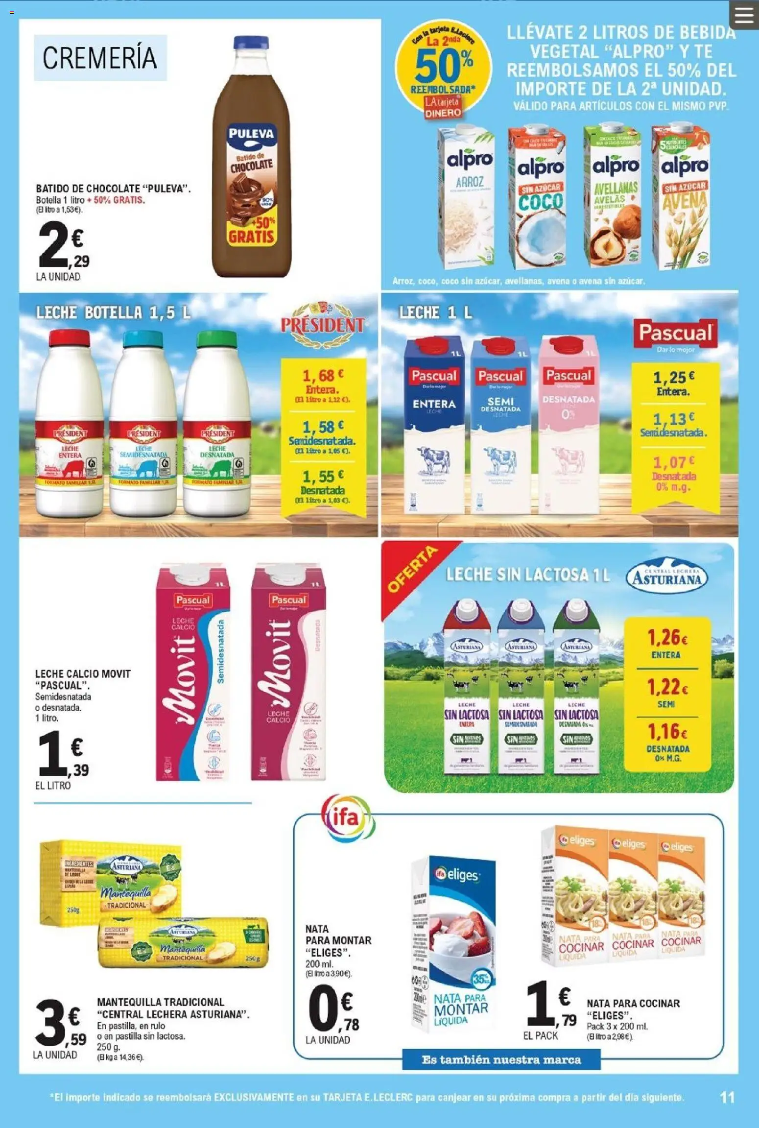 E.Leclerc folleto │ válido desde el 20.05.2026 | Página: 11 | Productos: Leche desnatada, Leche sin lactosa, Leche, Συσκευή ροής