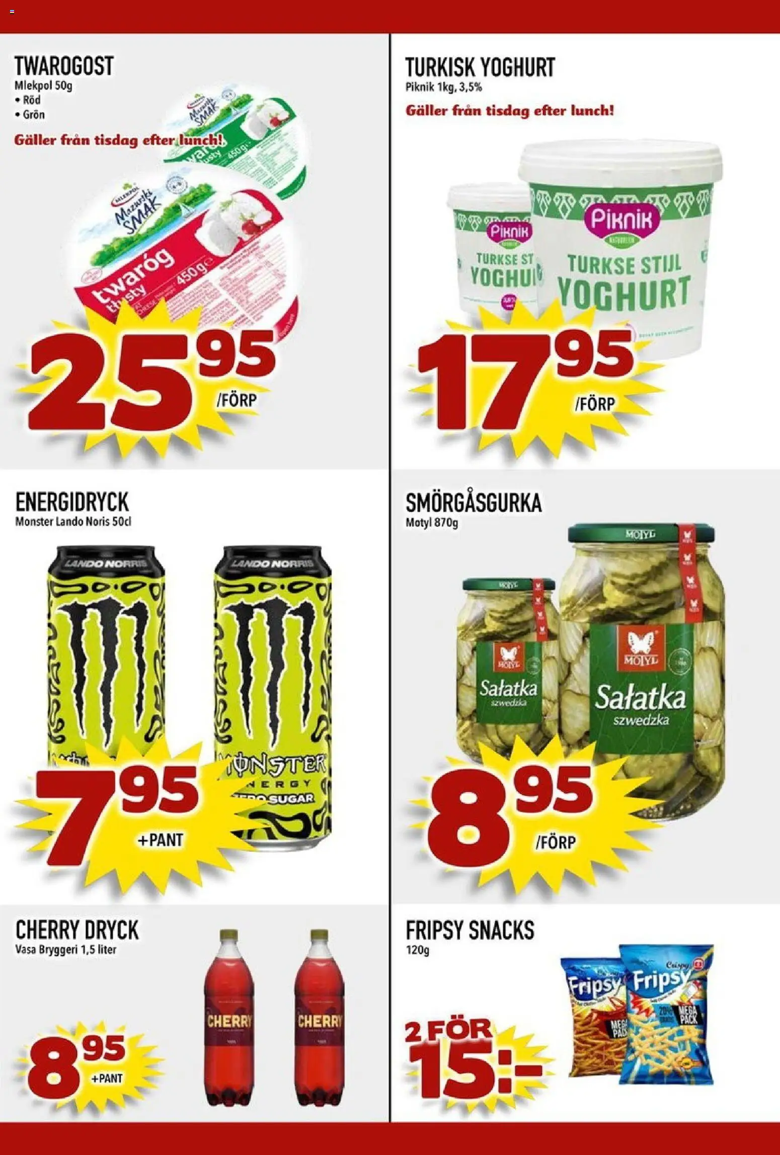 Din Mat reklamblad aktuell från 24/08/2026 | Sida: 3 | Produkter: Galler, Yoghurt, Energidryck, Snacks