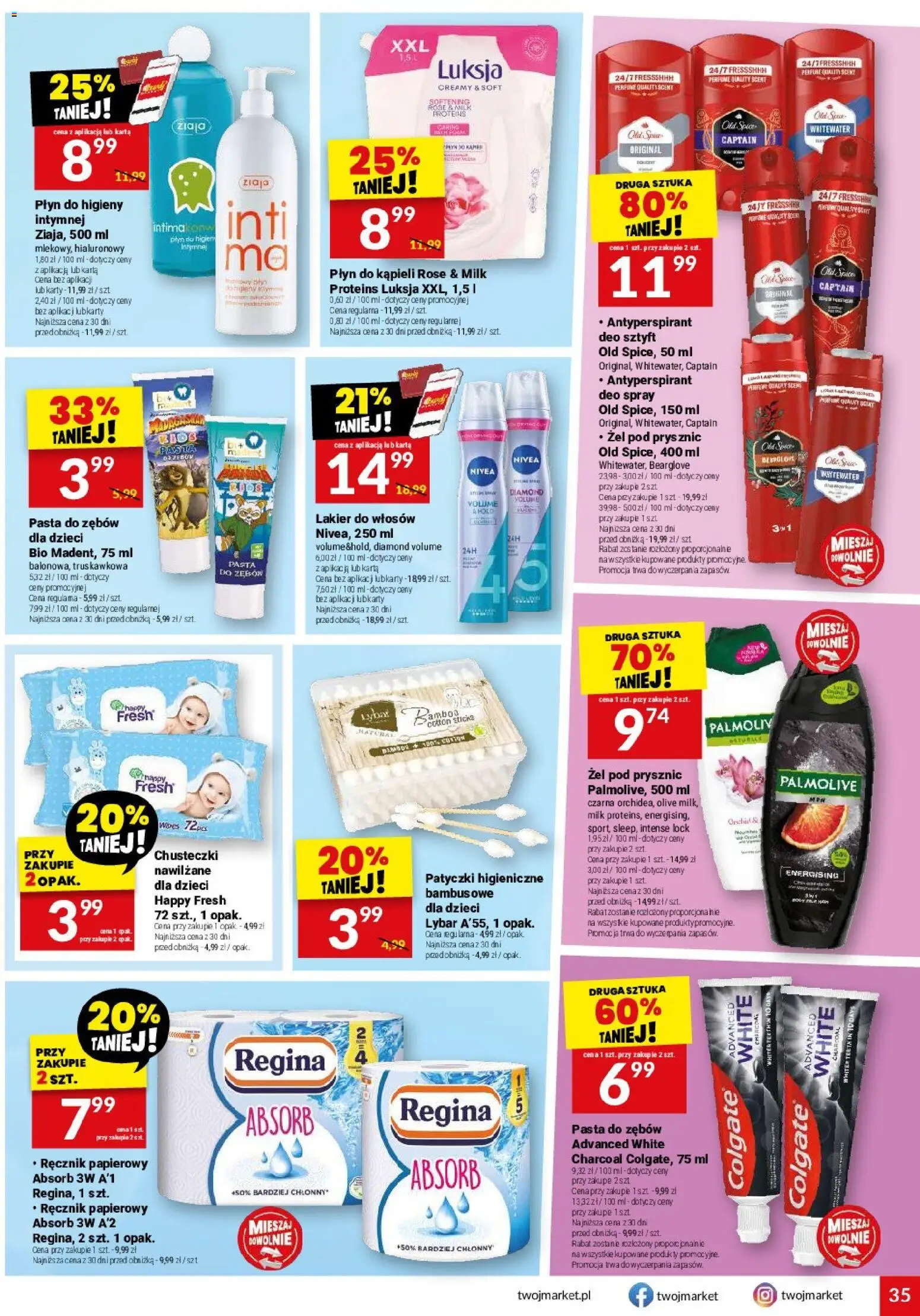 Twój Market gazetka od 29.07.2026 | Strona: 35 | Produkty: Płyn do kąpieli, Prysznic, Żel pod prysznic, Ręcznik papierowy