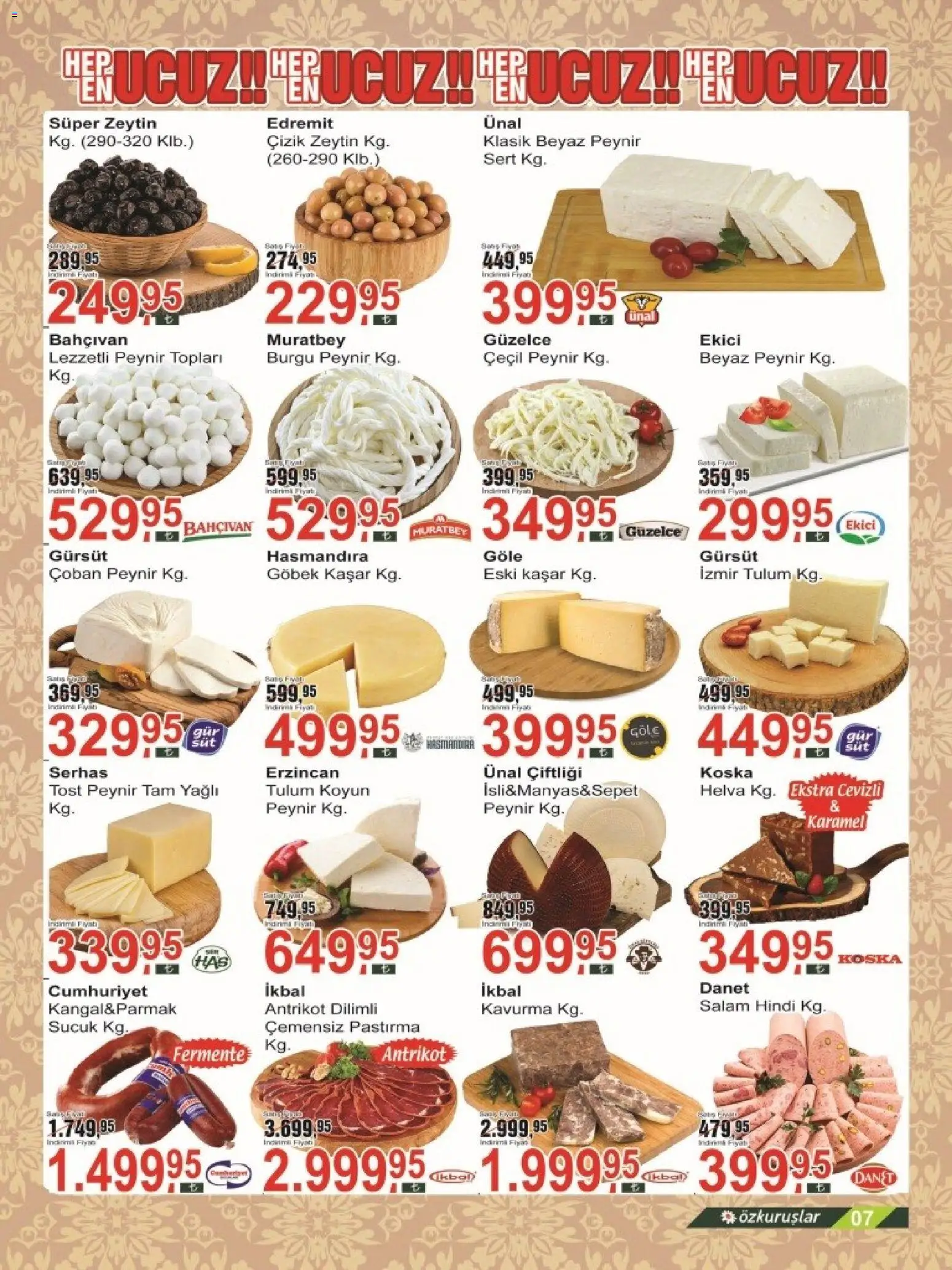 Özkuruşlar Katalog - 21.05.2026 tarihinden itibaren geçerlidir | Sayfa: 7 | Ürünler: Peynir, Ekici, Tulum, Sucuk