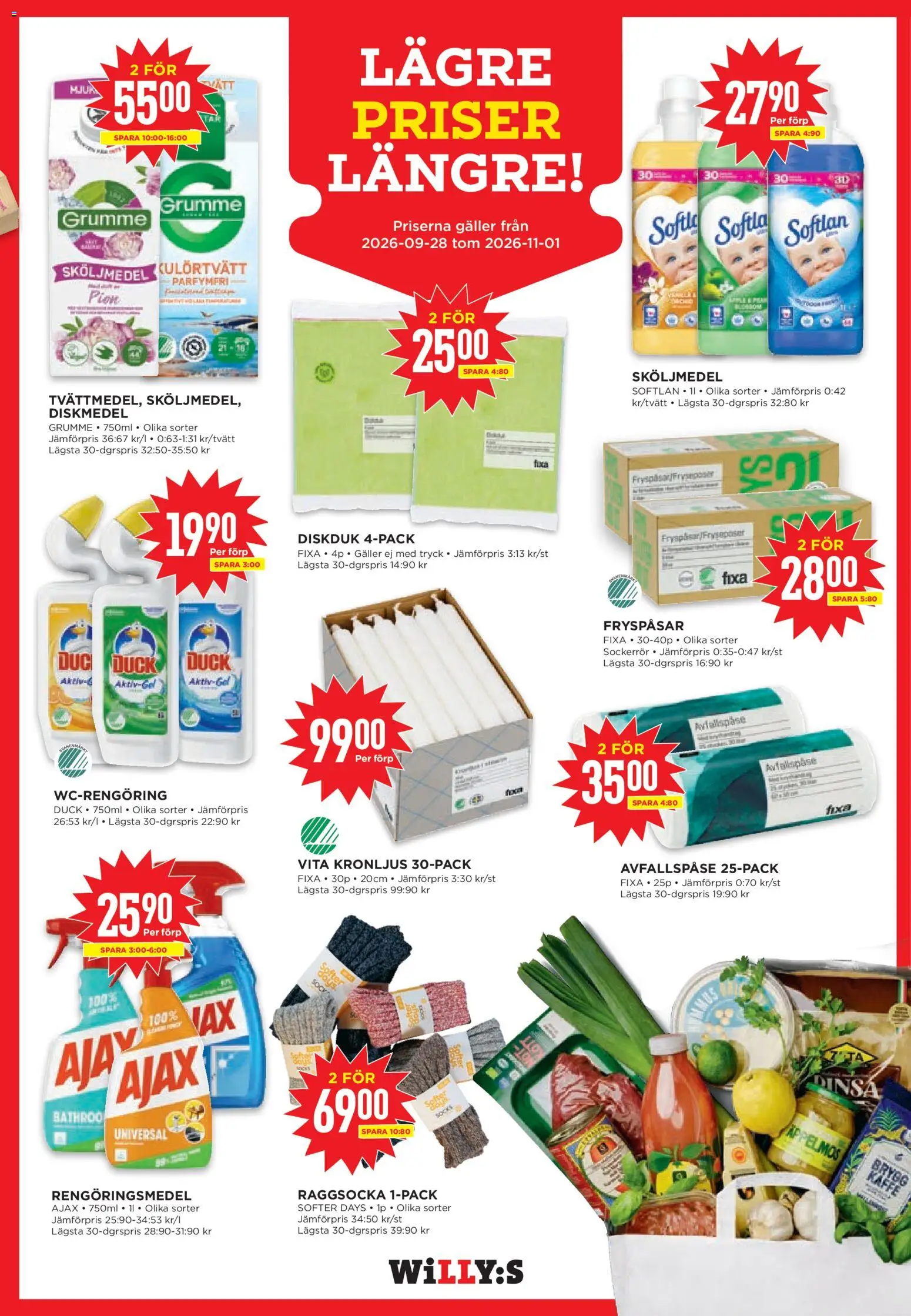 Willys reklamblad aktuell från 05/10/2026 | Sida: 12 | Produkter: Sköljmedel, Rengöringsmedel, Galler, Sockerrör