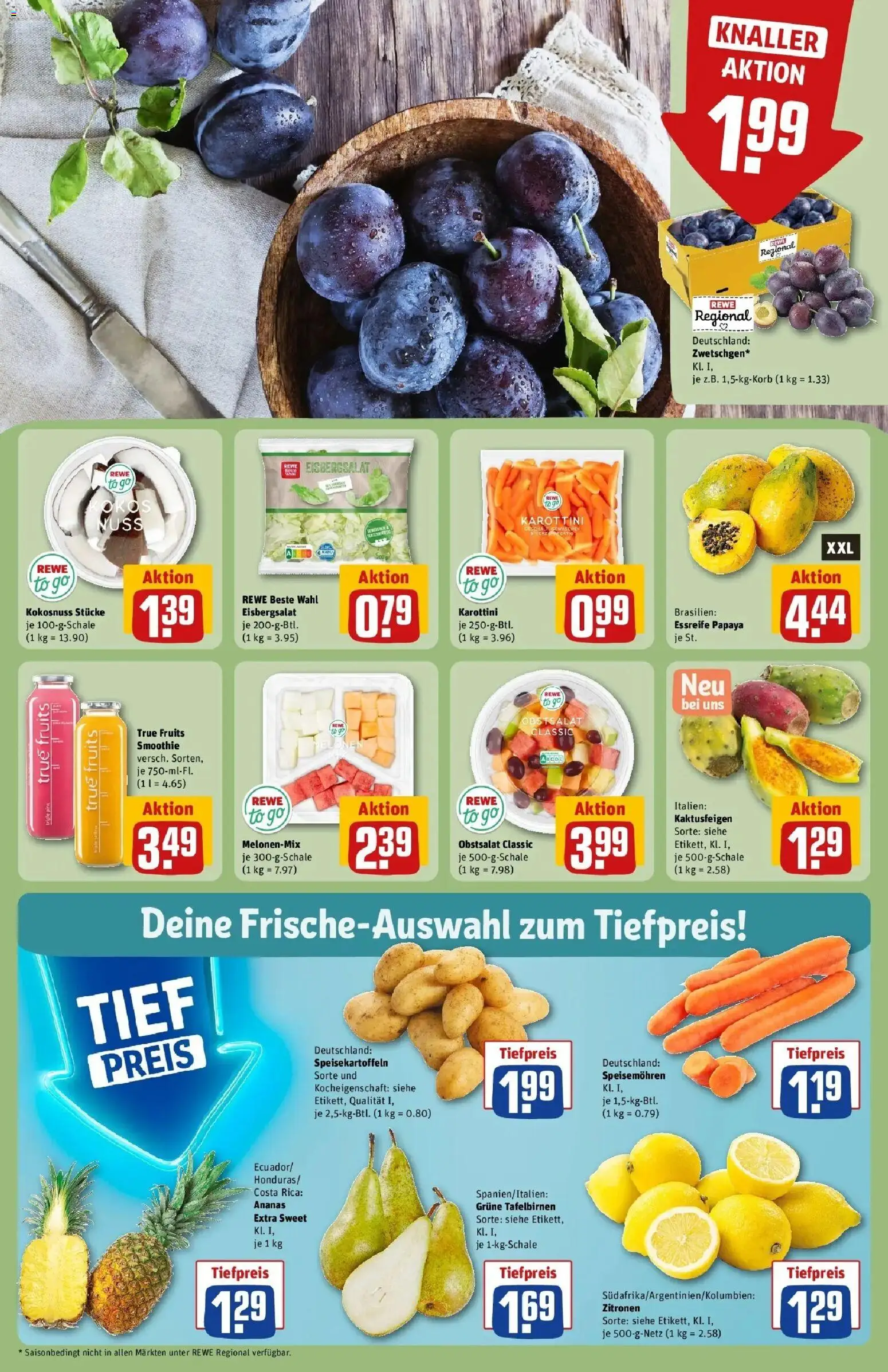 REWE Prospekt ab 17.08.2026 zum Blättern » Angebote | Seite: 8 | Produkte: Ananas, Eisbergsalat, Zitronen
