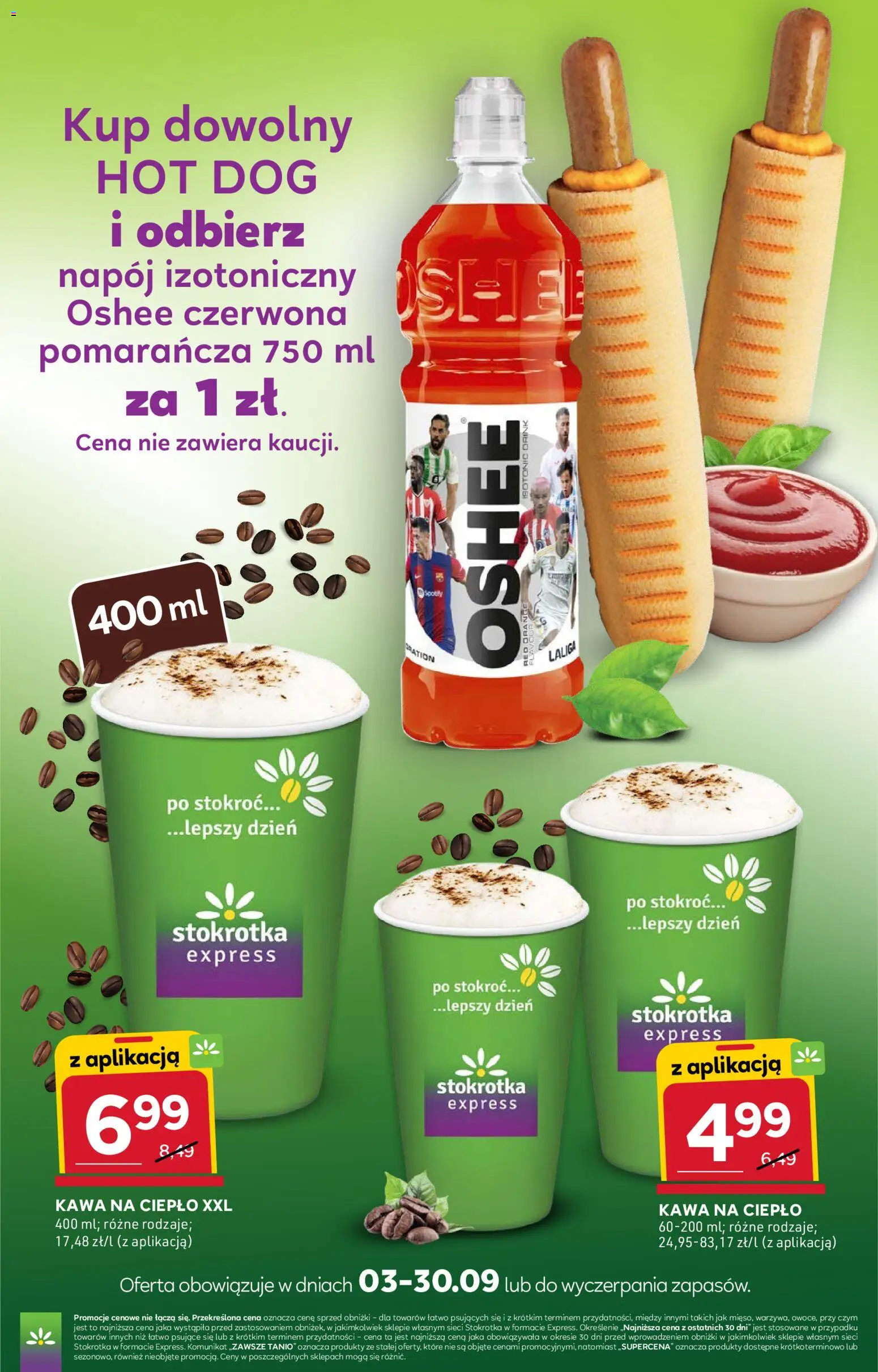 Stokrotka gazetka - Express od 24.09.2026 | Strona: 5 | Produkty: Stokrotka, Oshee, Kawa, Hot dog