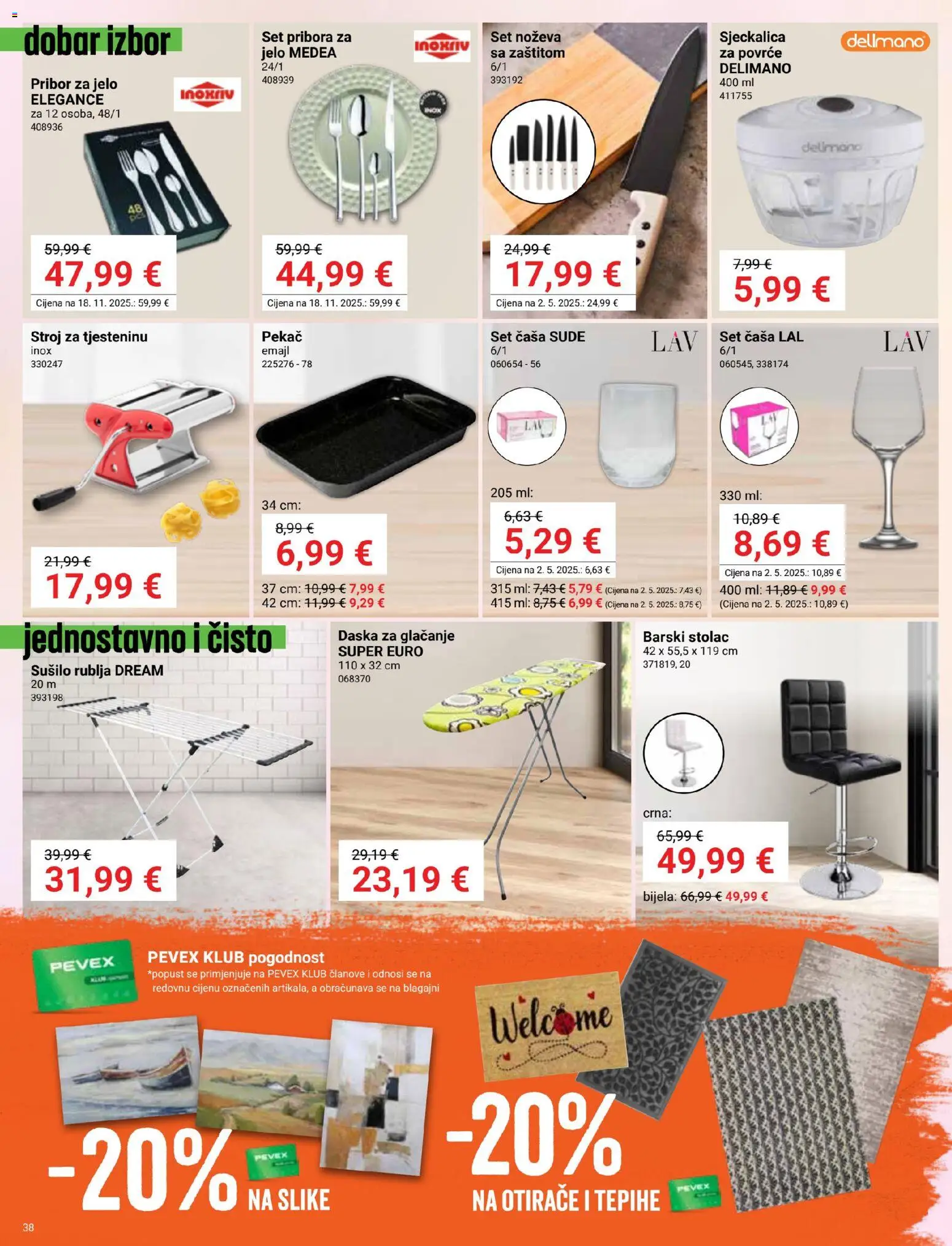 Pevex katalog | vrijedi od 27.08.2026 | Stranica: 38 | Proizvodi: Pekac, Delimano, Stroj za tjesteninu, Daska za glačanje