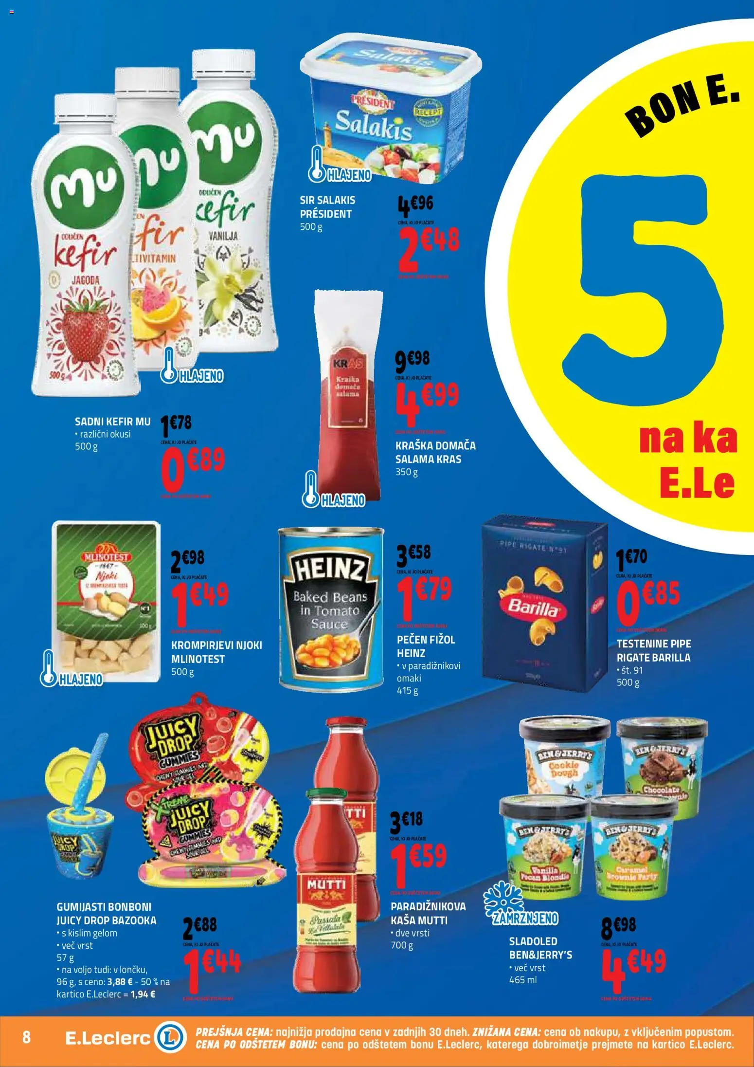 Novi E.leclerc katalog ponudbe – veljaven od 12.08.2026 | Stran: 8 | Izdelki: Bonboni, Kefir, Barilla, Sir