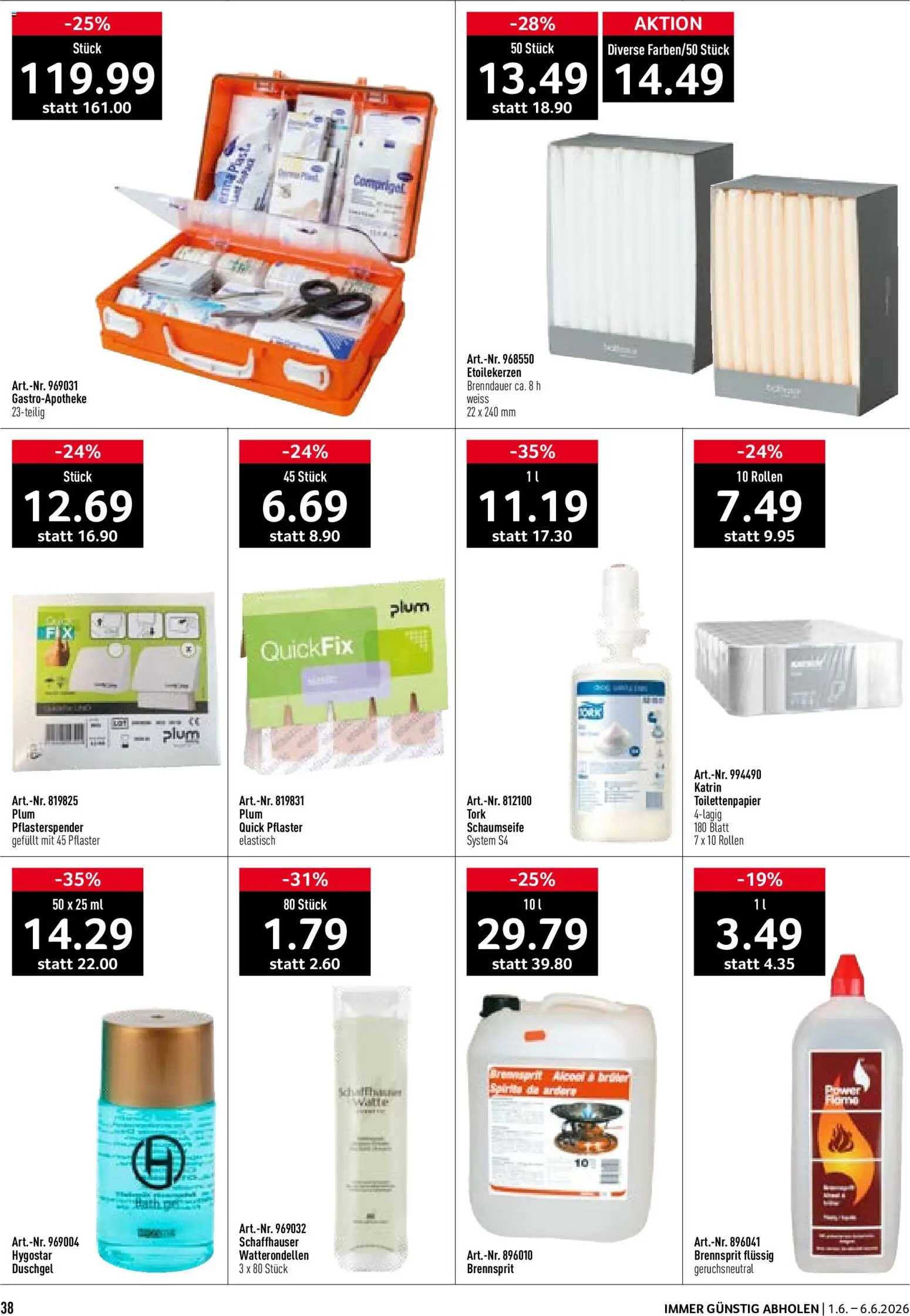 Prodega aktionen – gültig ab 01.06.2026 | Seite: 38 | Produkte: Duschgel, Toilettenpapier