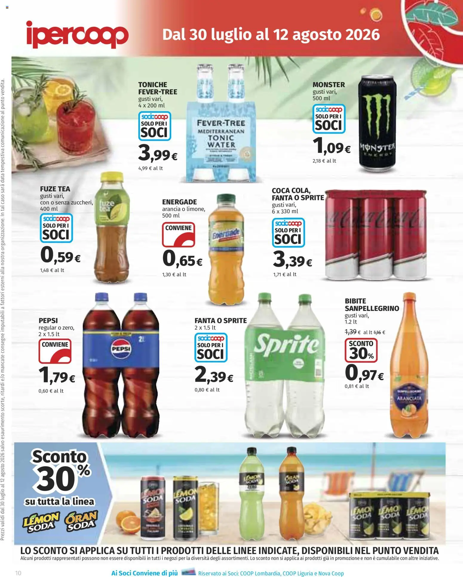Volantino Ipercoop del 30/07/2026 | Pagina: 10 | Prodotti: Data, Bibite, Fanta, Pepsi