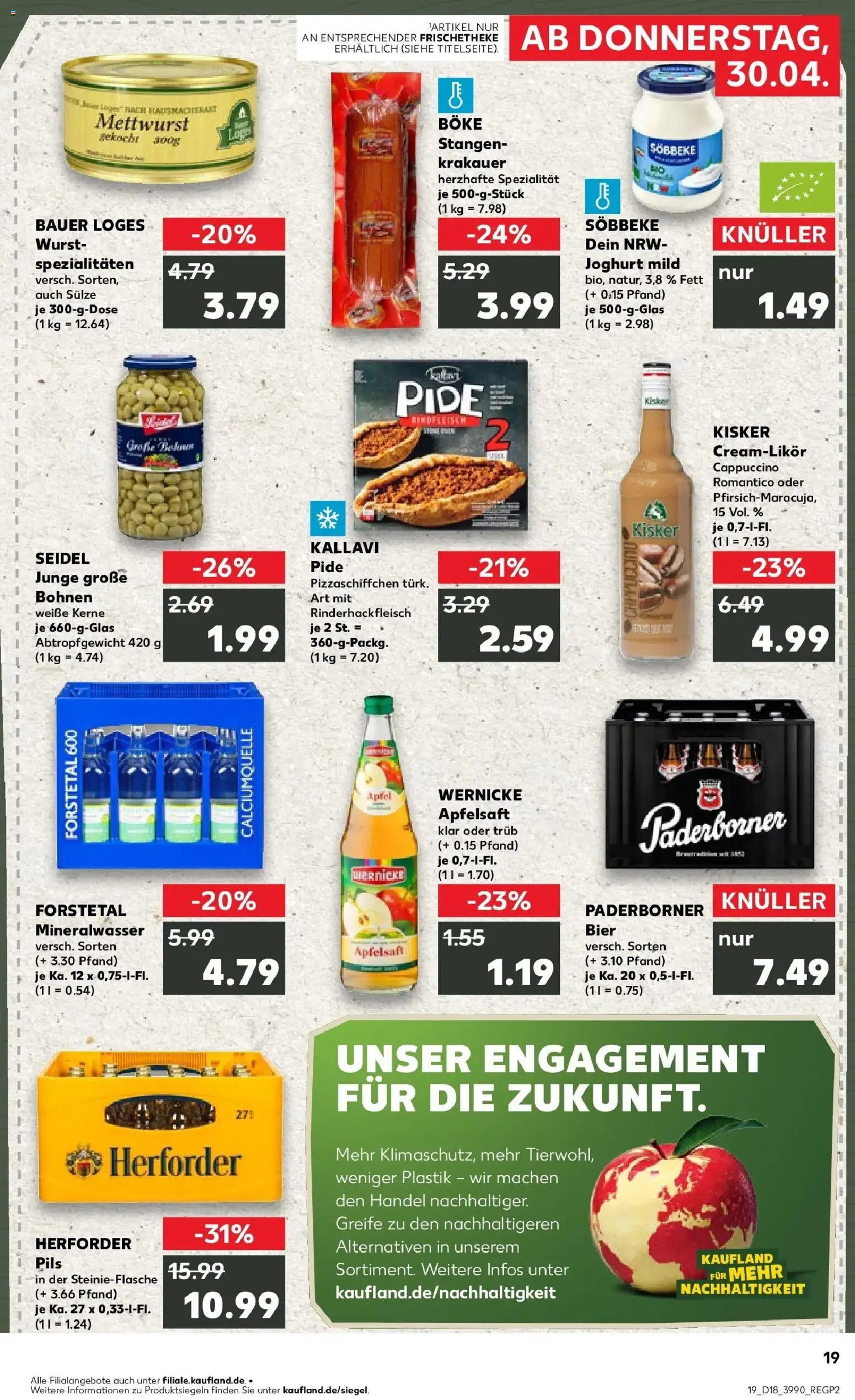Prospekt Kaufland ab 30.04.2026 » Angebote Online zum Blättern | Seite: 19 | Produkte: Pils, Apfelsaft, Mineralwasser, Apple