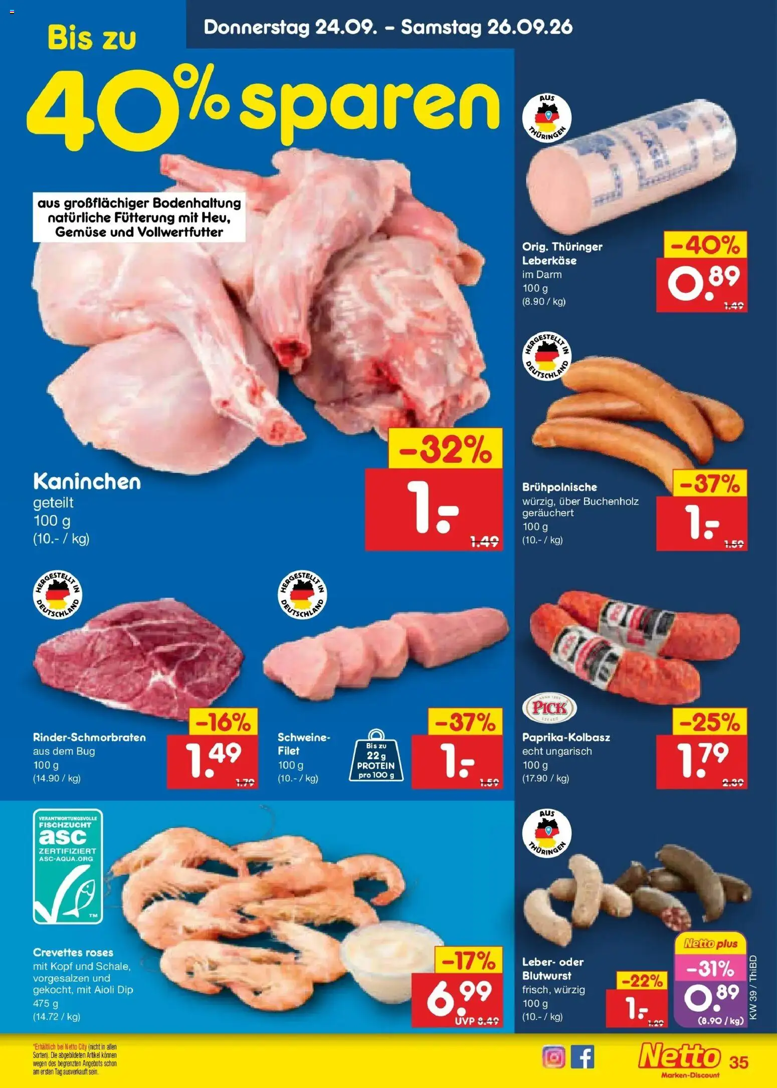 Netto Marken-Discount Prospekt Thiendorf – gültig ab 21.09.2026 | Seite: 49 | Produkte: Kaninchen, Gemüse, Leberkase