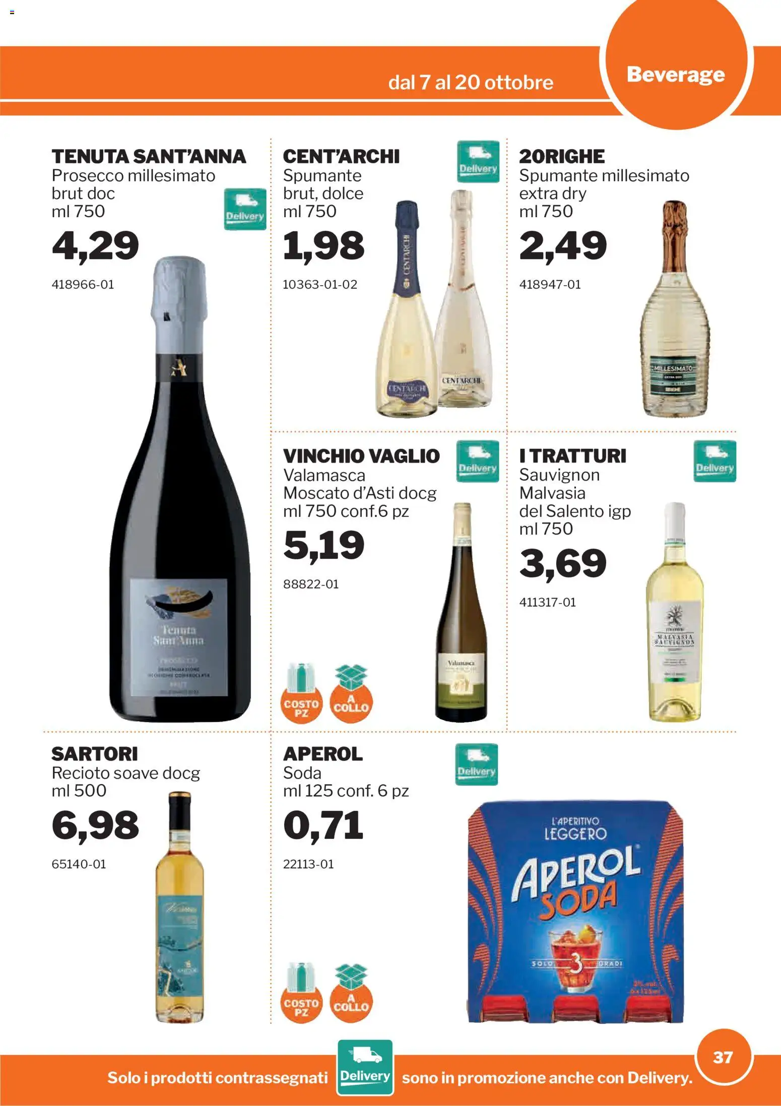 Volantino Sogegross del 07/10/2026 | Pagina: 37 | Prodotti: Prosecco, Spumante, Collo, Aperol