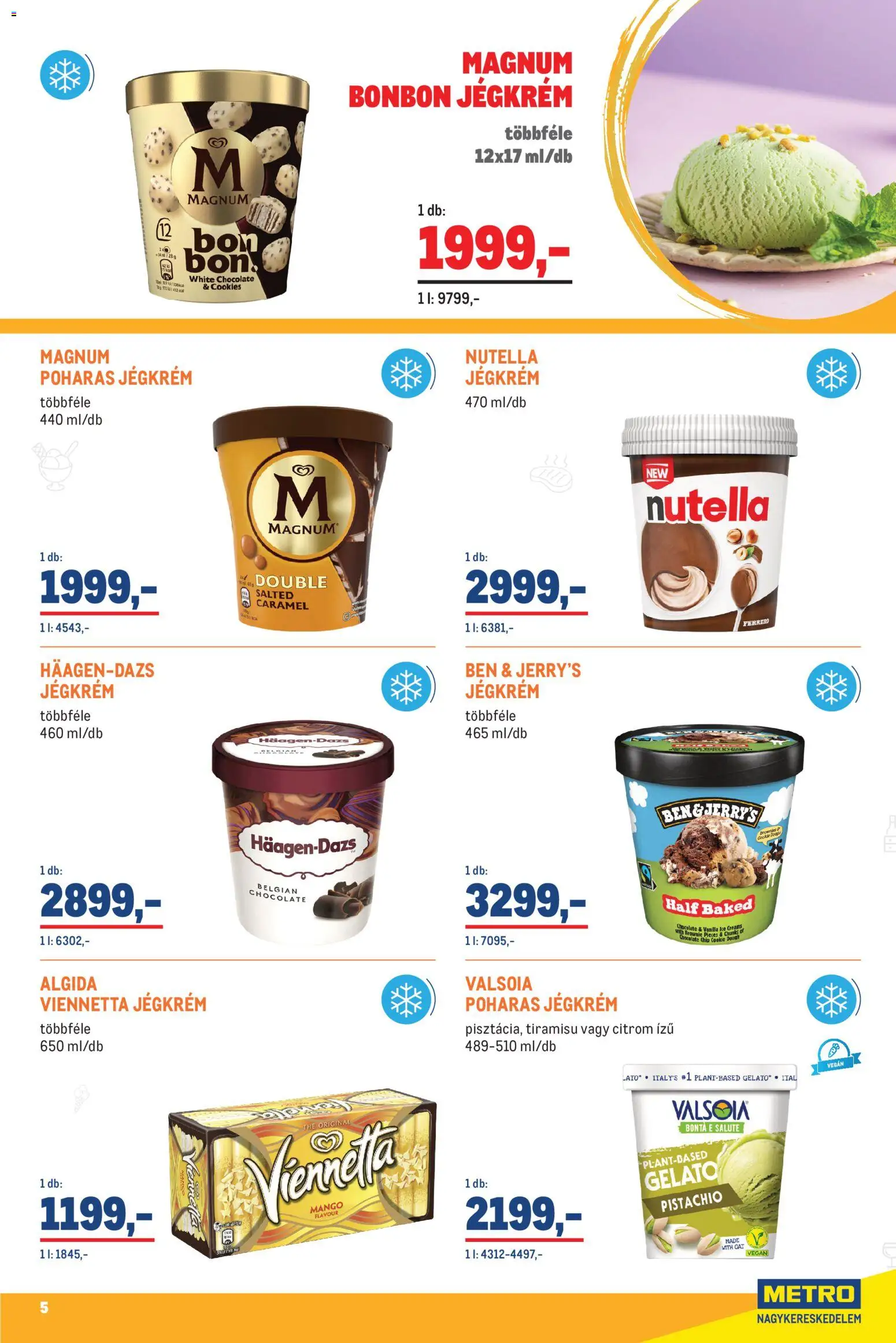 Metro akciós ujság - amely érvényes a következő dátumtól: 2026.08.01. | Oldal: 5 | Termékek: Tiramisu, Magnum, Vegán, Jégkrém