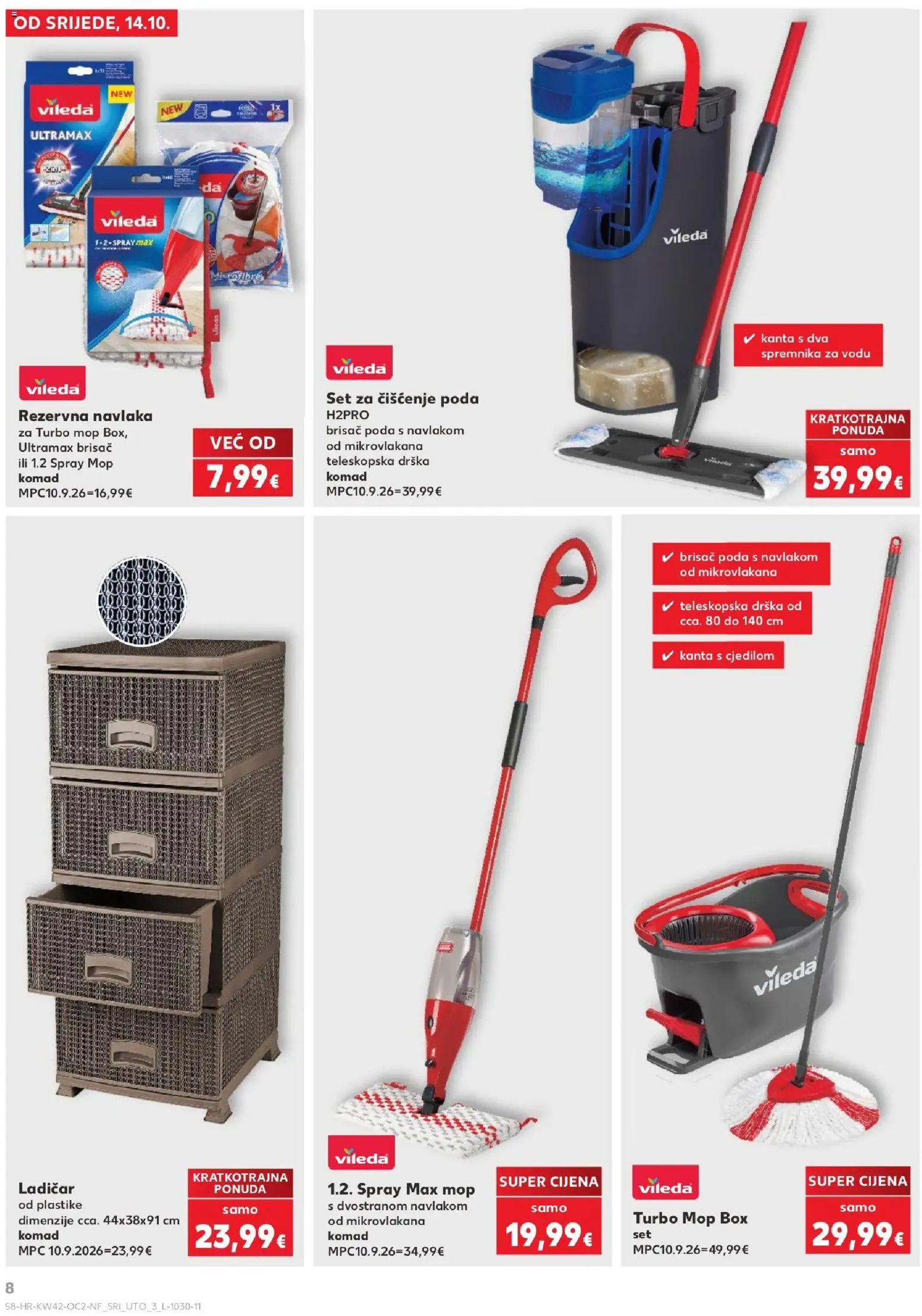 Kaufland katalog | vrijedi od 14.10.2026 | Stranica: 8 | Proizvodi: Brisac poda, Mop, Kanta s cjedilom, Vileda