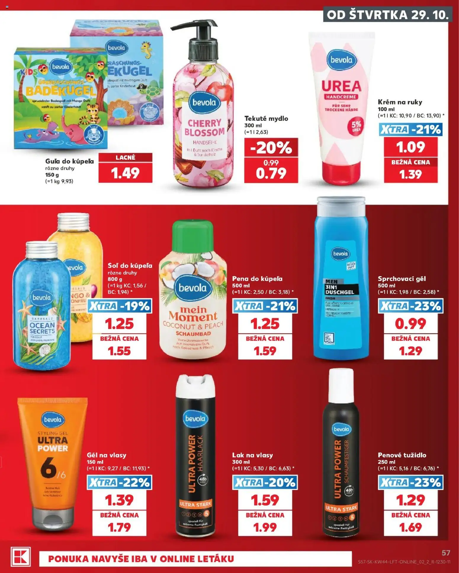 Nové Kaufland akcie – leták je platný od 29.10.2026 | Strana: 57 | Produkty: Lak na vlasy, Pena do kúpeľa, Soľ, Pena