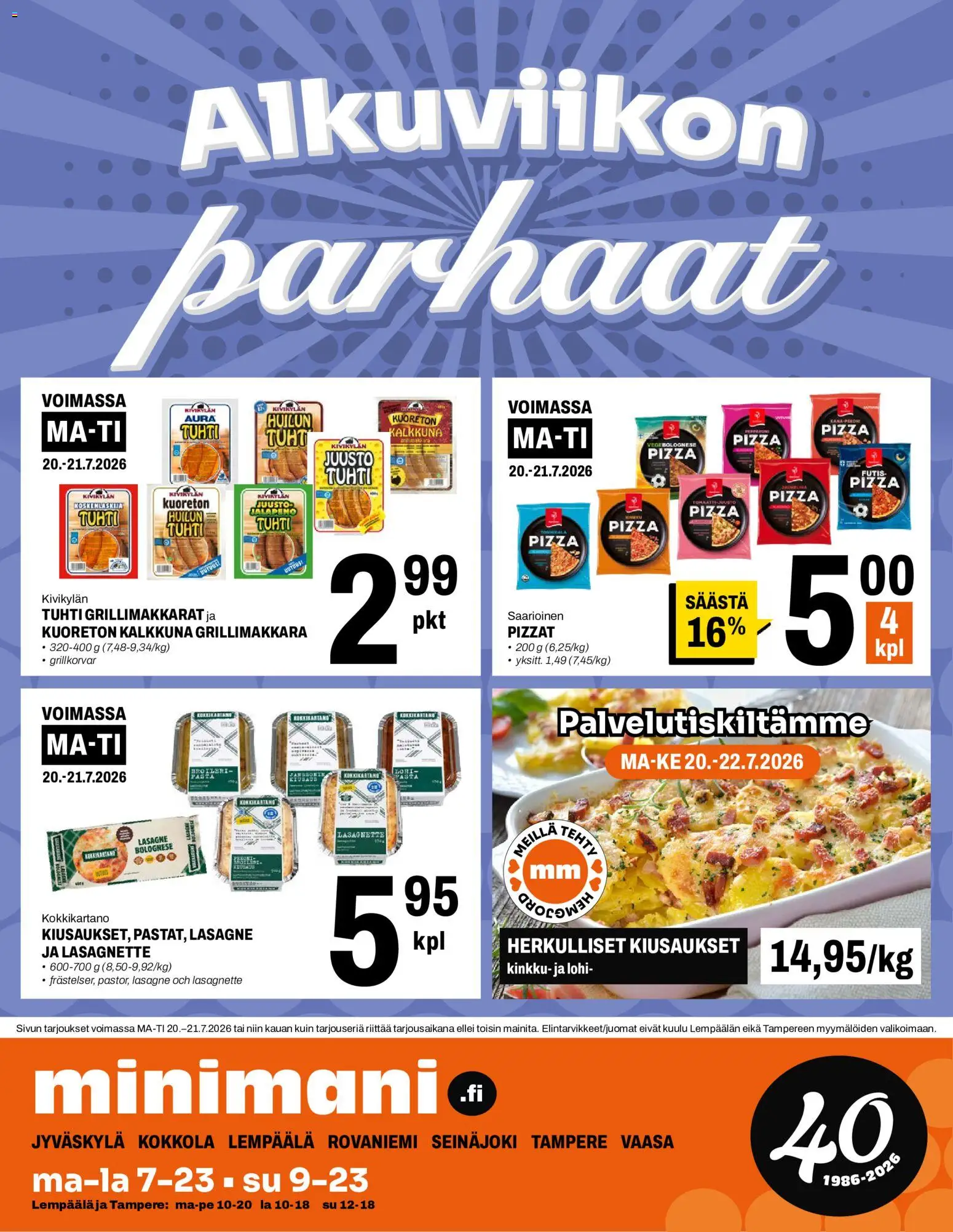 Minimani tarjoukset – voimassa 15/07/2026 alkaen | Sivu: 12 | Tuotteet: Lohi, Juusto, Kinkku, Grillimakkara