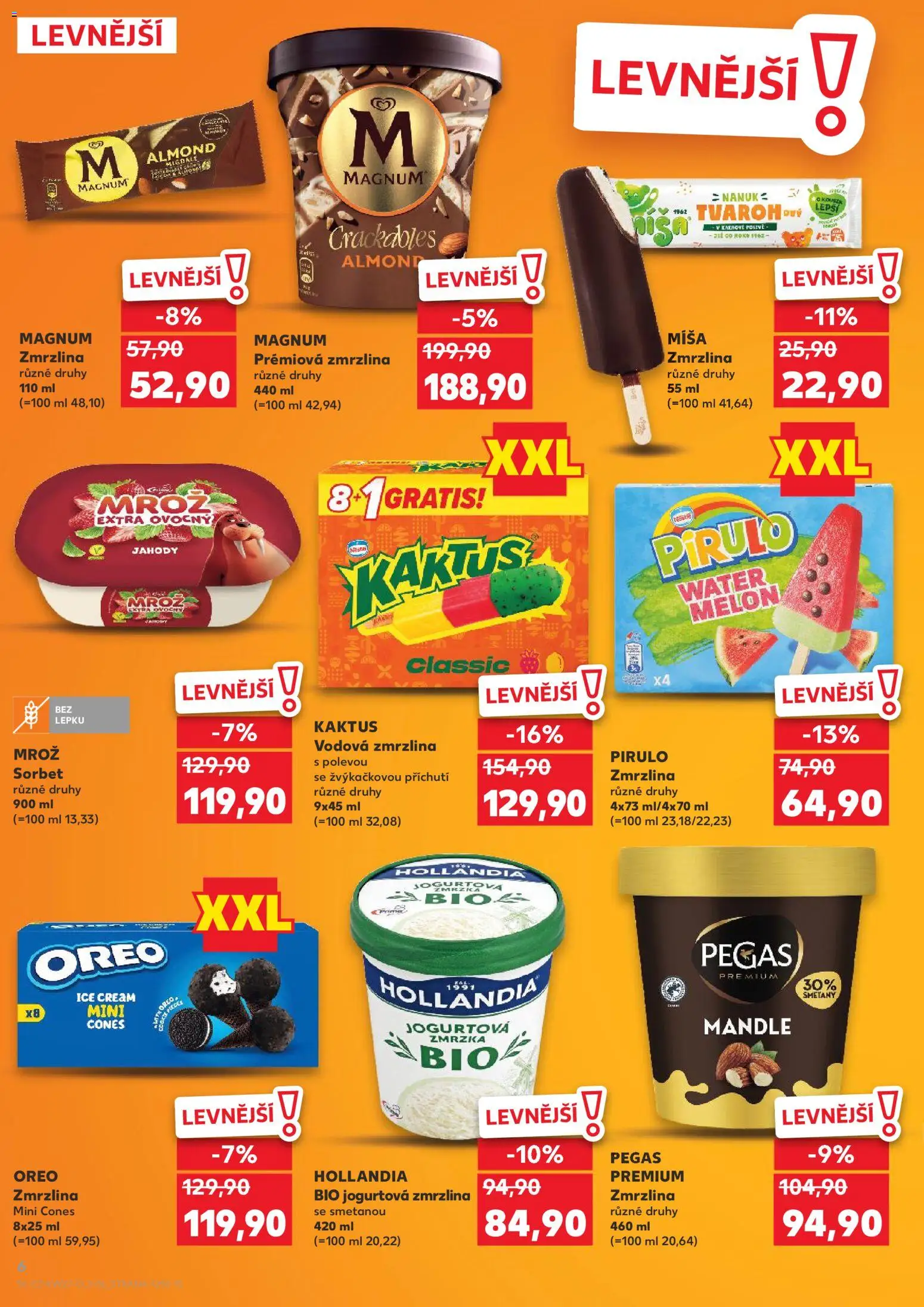 Kaufland leták - Plzeň od 01.07.2026 | Strana: 6 | Produkty: Oreo zmrzlina, Jahody, Magnum, Mandle