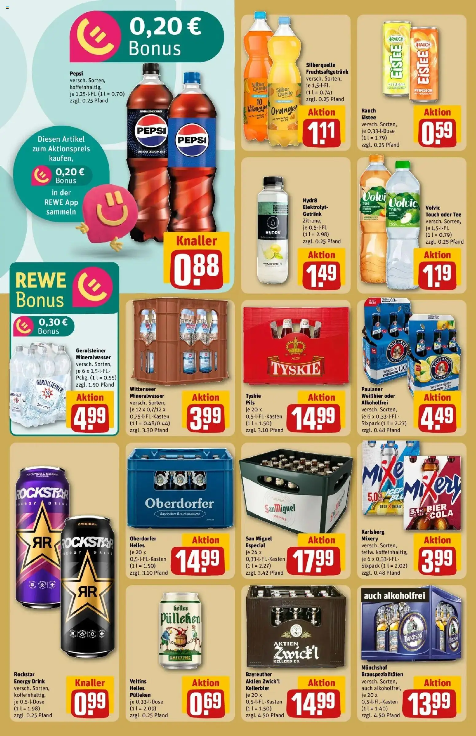 Rewe Prospekt Hamburg/Tonndorf – gültig ab 08.06.2026 | Seite: 24 | Produkte: Helles pulleken, Monchshof, Mineralwasser, Pfirsich