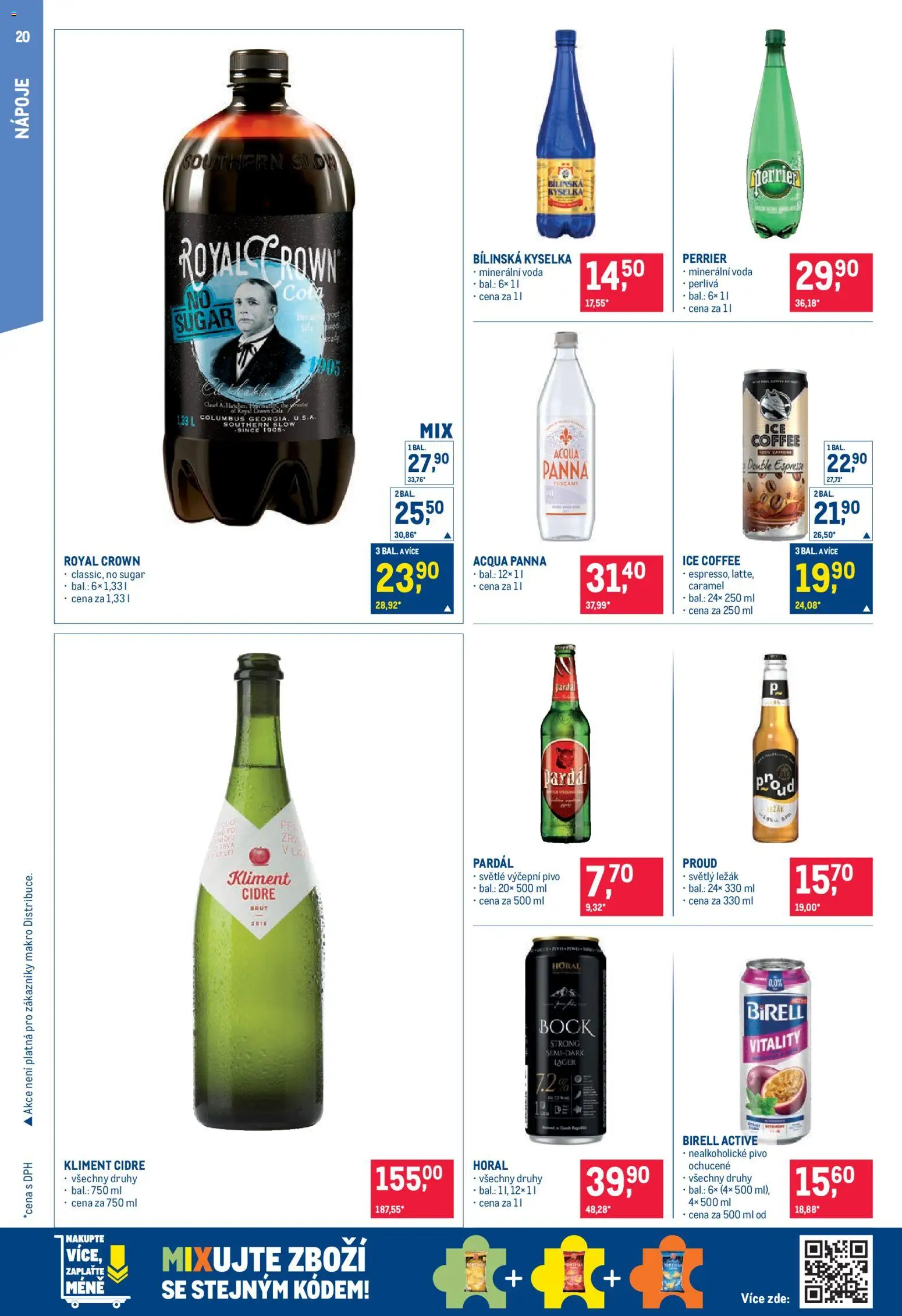 Makro leták - Pro milovníky jídla od 20.05.2026 | Strana: 20 | Produkty: Pardál, Bílinská Kyselka, Ice coffee, Minerální voda