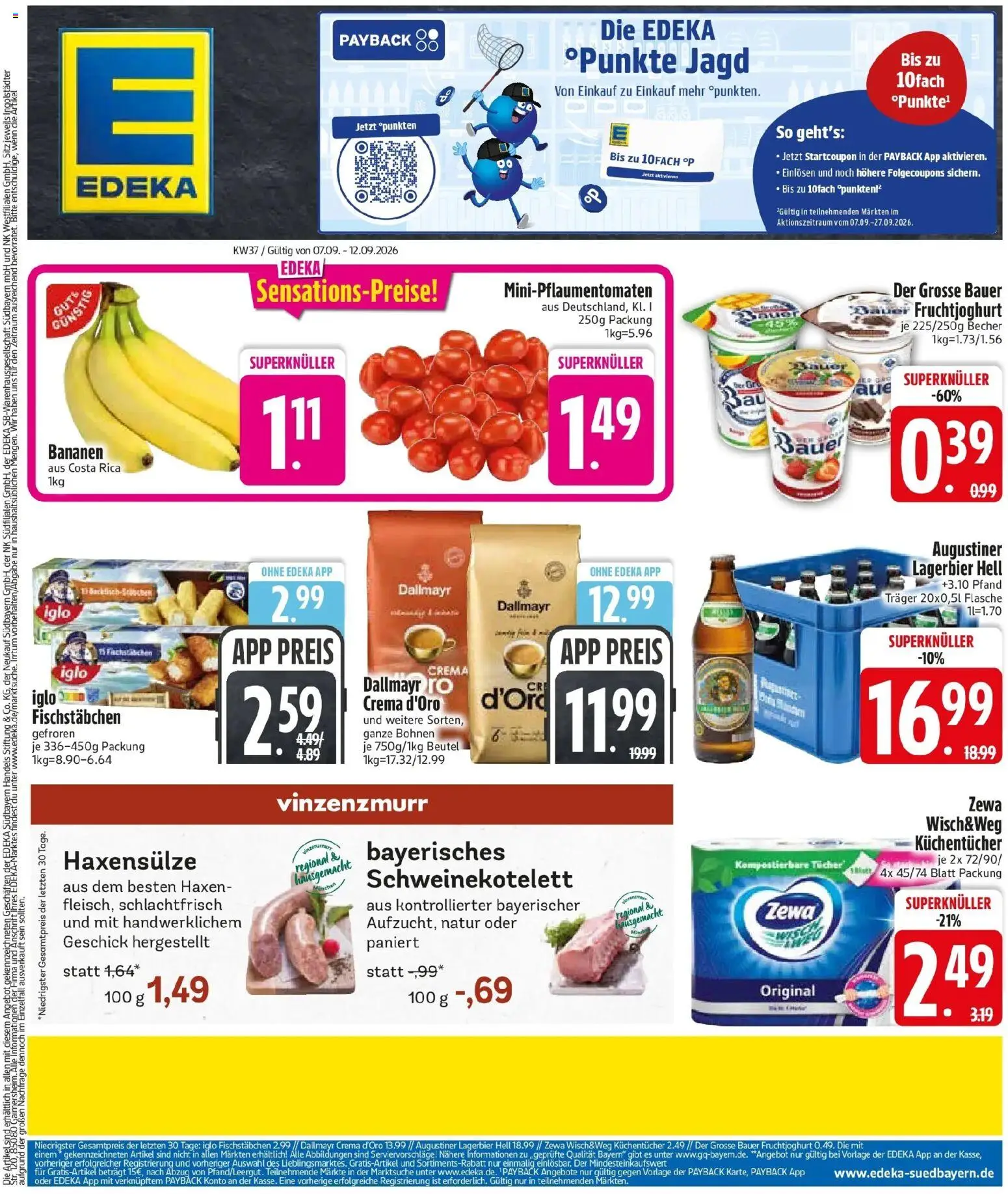Edeka Prospekt München (ab 07.09.2026) » Angebote Online | Seite: 3 | Produkte: Iglo, Bananen, Fruchtjoghurt, Dallmayr