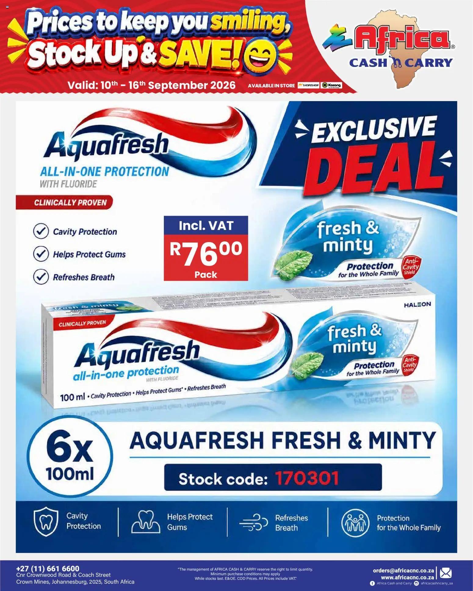 New Africa Cash & Carry catalogue – valid from 10/09/2026 | Page: 14 | Products: Stock