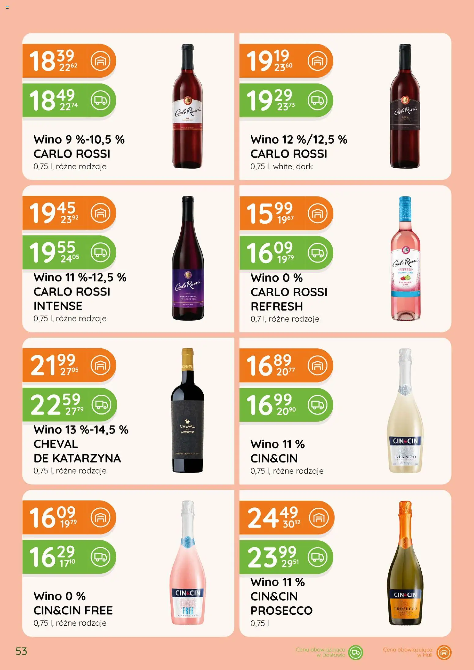 Eurocash gazetka - Katalog Alkoholowy od 01.10.2026 | Strona: 53 | Produkty: Cin&cin bianco, Prosecco, Carlo Rossi, Cin cin