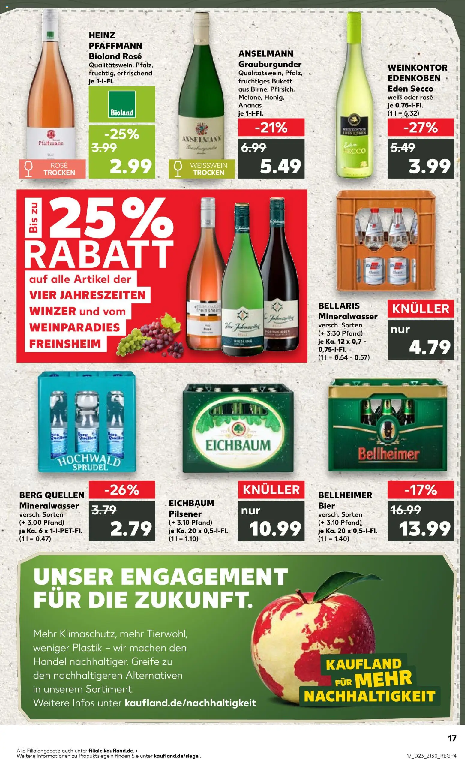Kaufland Prospekt Speyer – gültig ab 04.06.2026 | Seite: 17 | Produkte: Bier, Weißwein, Ananas, Mineralwasser