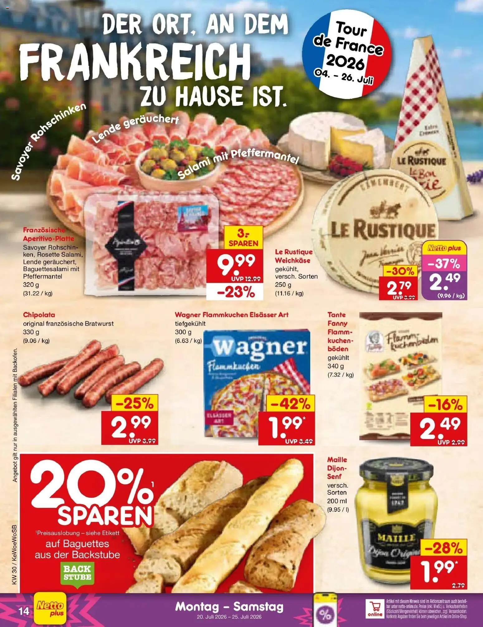 Netto Marken-Discount Prospekt Katzweiler – gültig ab 20.07.2026 | Seite: 24 | Produkte: Bratwurst, Salami, Kuchen