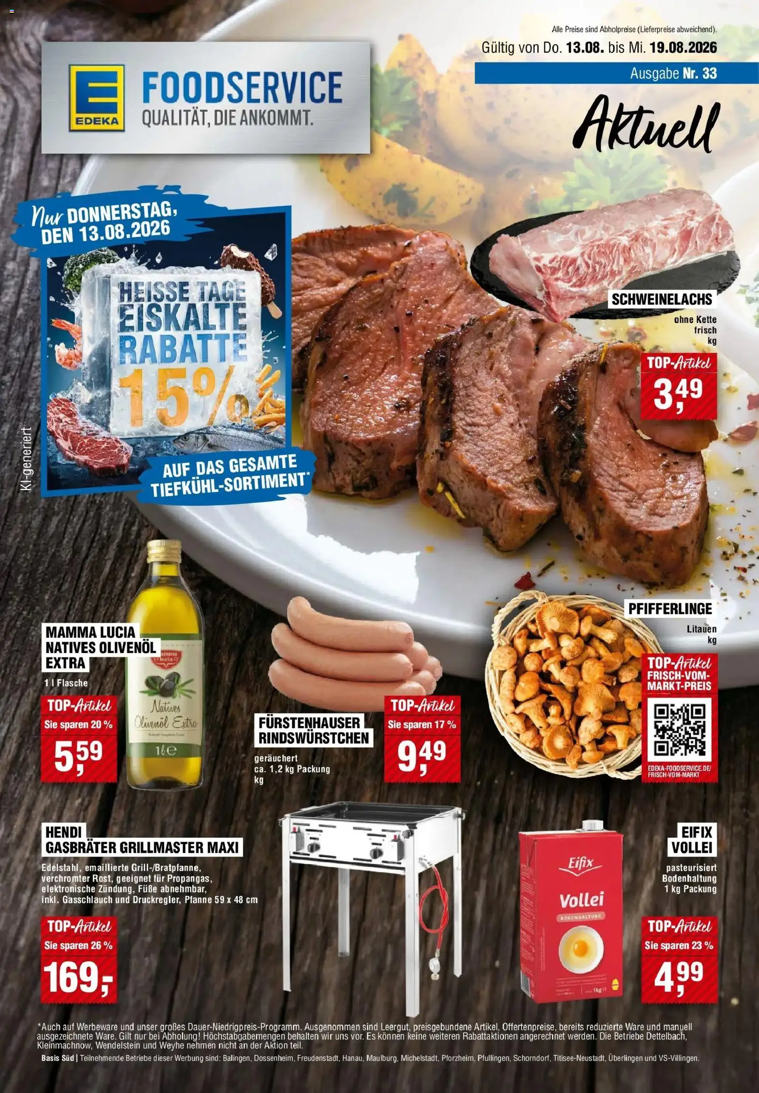 Edeka Prospekt Freudenstadt (ab 13.08.2026) » Angebote Online | Seite: 1 | Produkte: Olivenol, Pfifferlinge