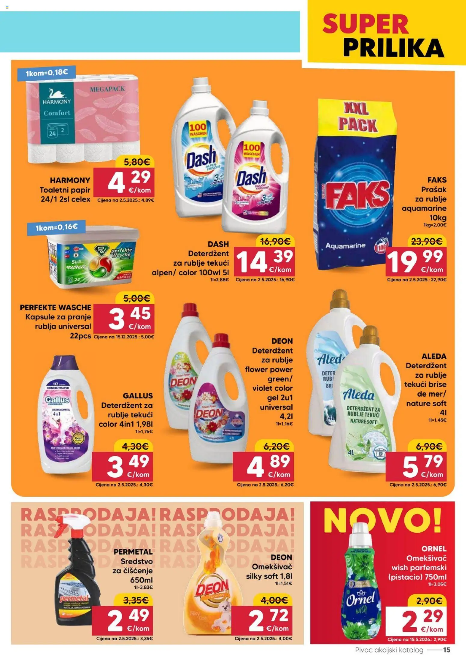 Pivac katalog | vrijedi od 20.07.2026 | Stranica: 15 | Proizvodi: Deterdžent, Deterdžent za rublje, Toaletni papir, Dash