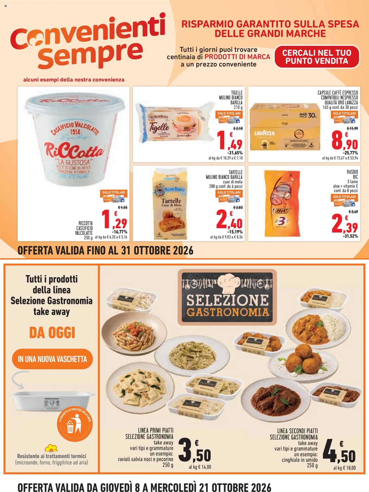 Volantino Conad del 08/10/2026 | Pagina: 16 | Prodotti: Piatti, Barilla, Ricotta, Friggitrice