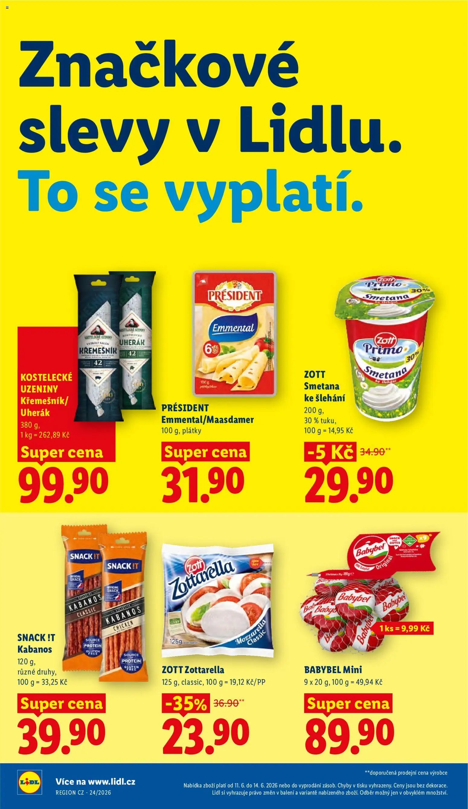 Lidl leták od 11.06.2026 | Strana: 20 | Produkty: Maasdamer, Babybel, Uzeniny, Protein
