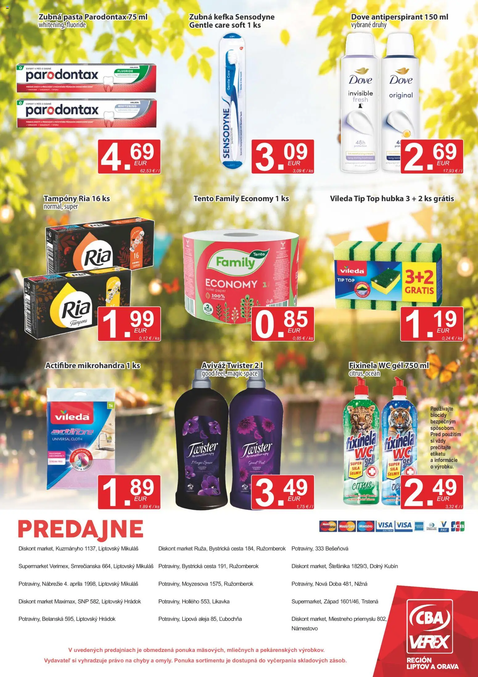 Nové CBA Verex akcie – leták je platný od 18.06.2026 | Strana: 12 | Produkty: Zubná kefka, Wc, Zubná pasta