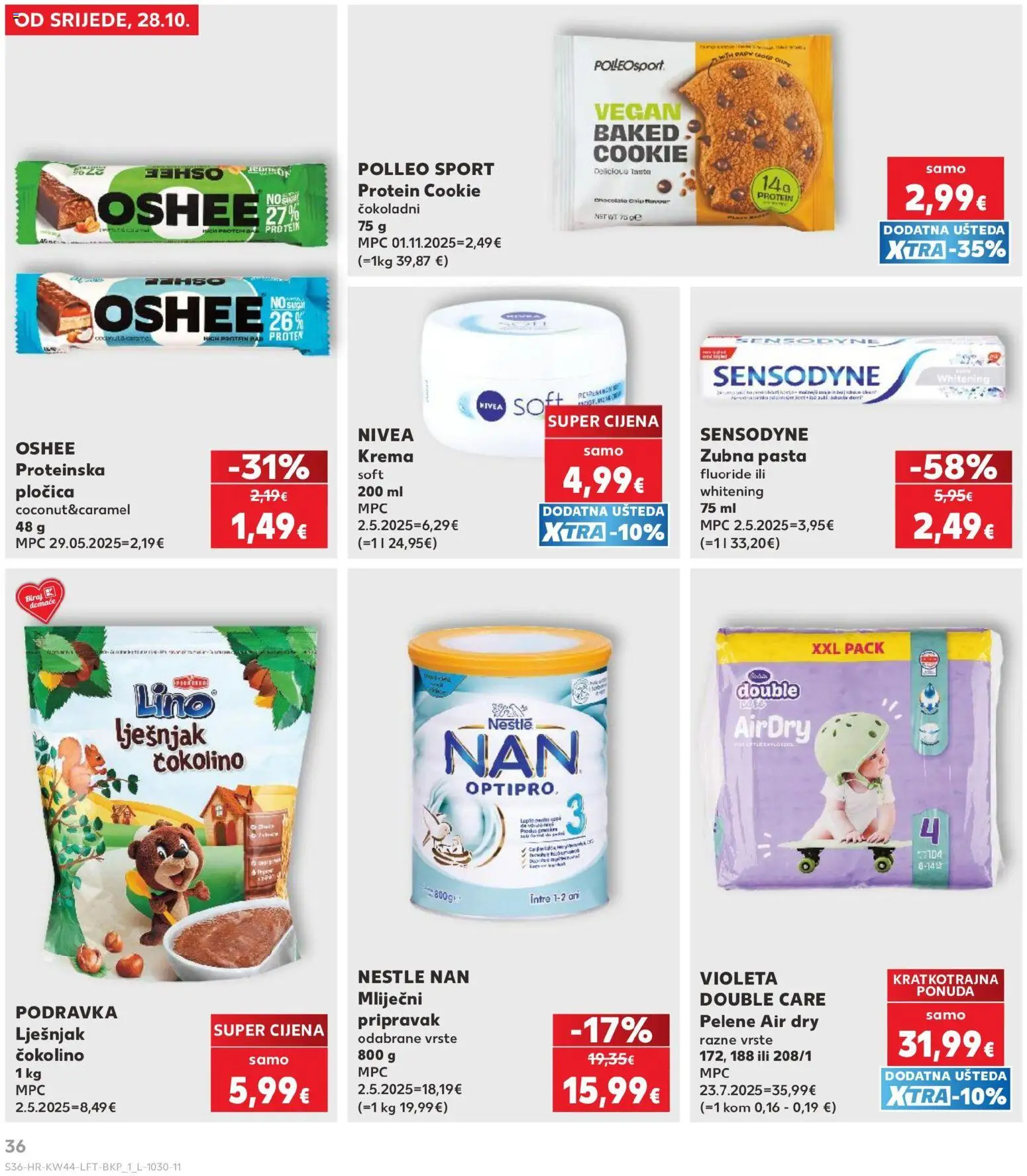 Kaufland katalog | vrijedi od 28.10.2026 | Stranica: 36 | Proizvodi: Protein, Proteinska pločica, Podravka, Sensodyne