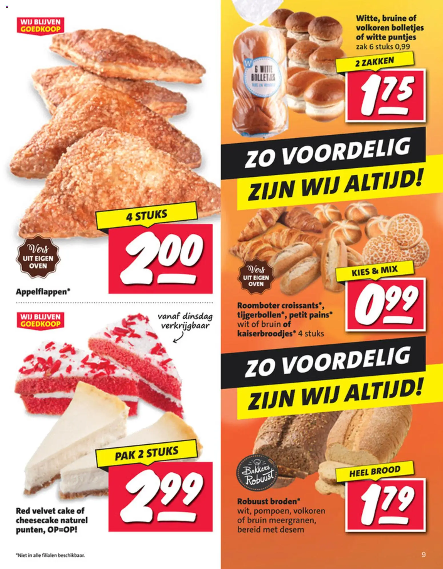 {H1} | Pagina: 9 | Producten: Brood, Roomboter, Bolletjes, Cake