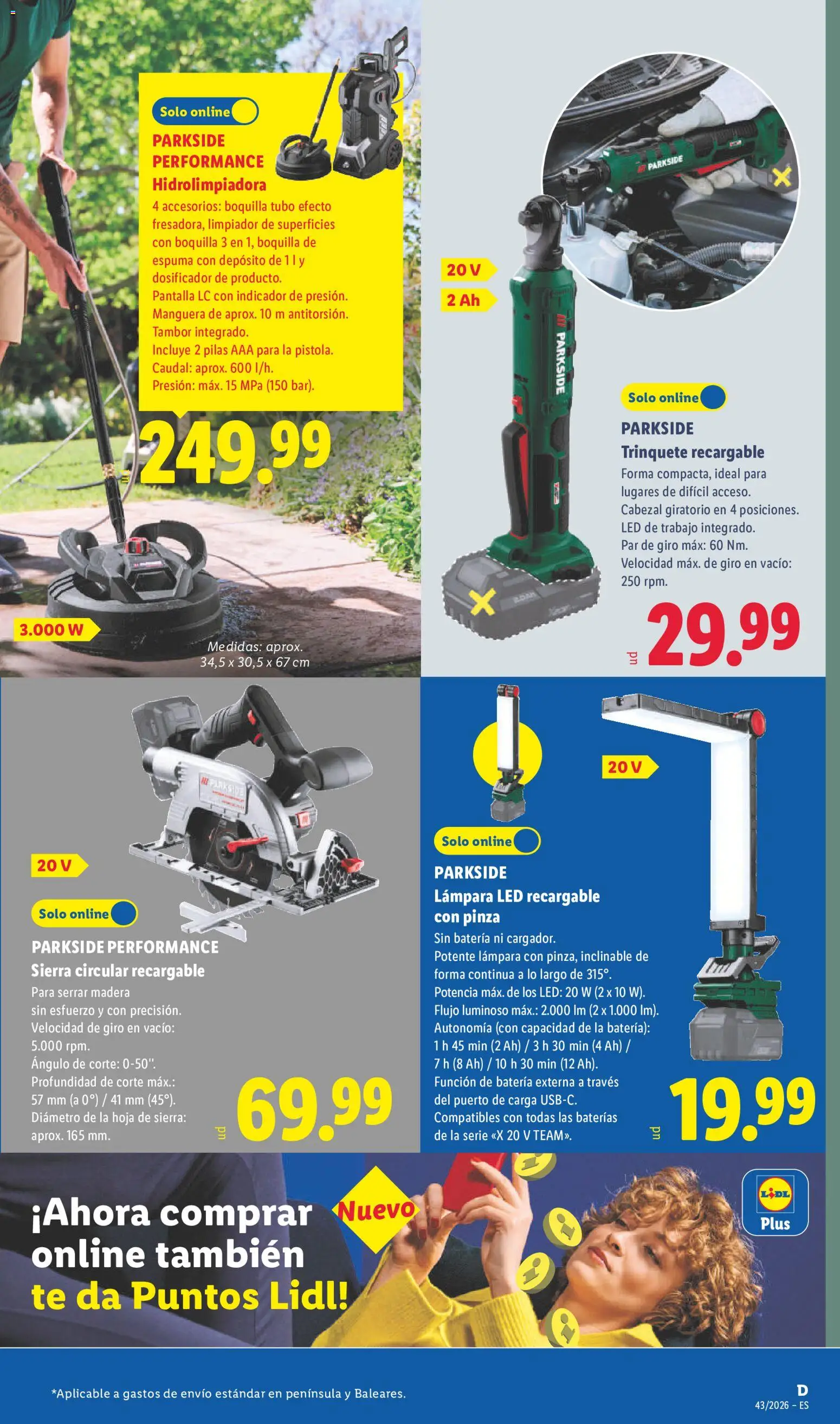 Lidl folleto de bazar │ válido desde el 19/10/2026 | Página: 5 | Productos: Hidrolimpiadora, Manguera, Batería, Lámpara