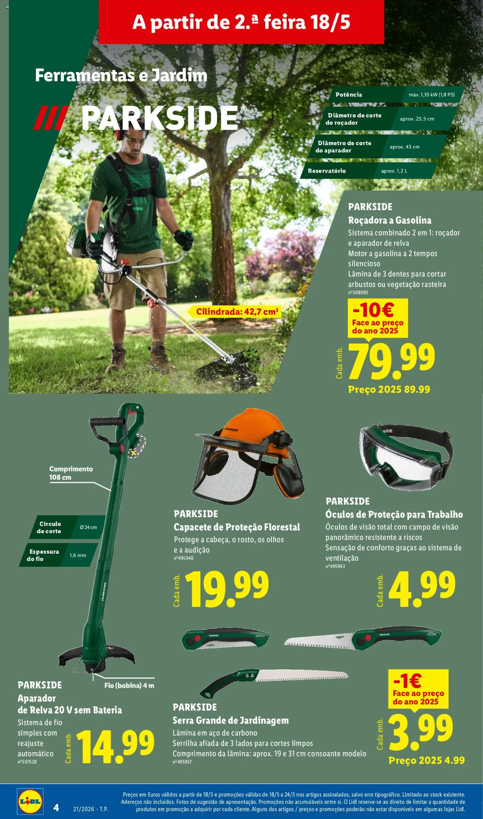 Lidl Novidades │ válido de 18.05.2026 | Página: 4 | Produtos: Óculos, Capacete, Ferramentas, Bateria