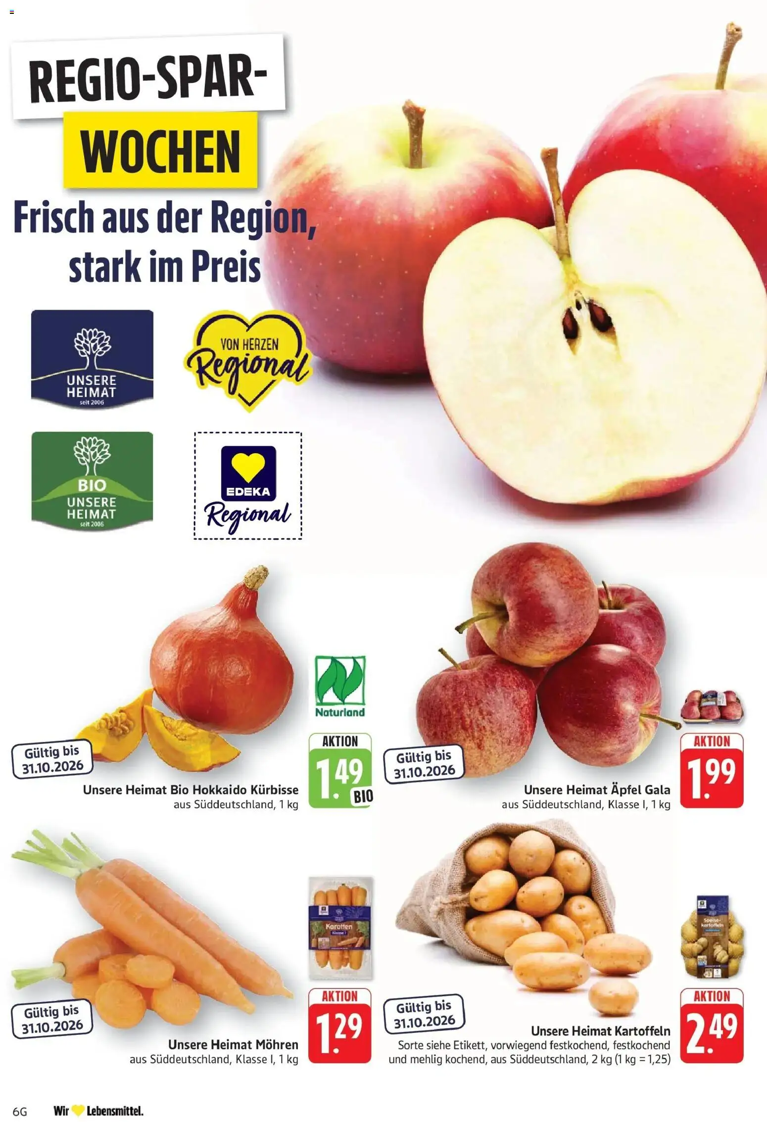 Edeka Prospekt Geislingen (ab 12.10.2026) » Angebote Online | Seite: 6 | Produkte: Äpfel, Mohren, Kartoffeln