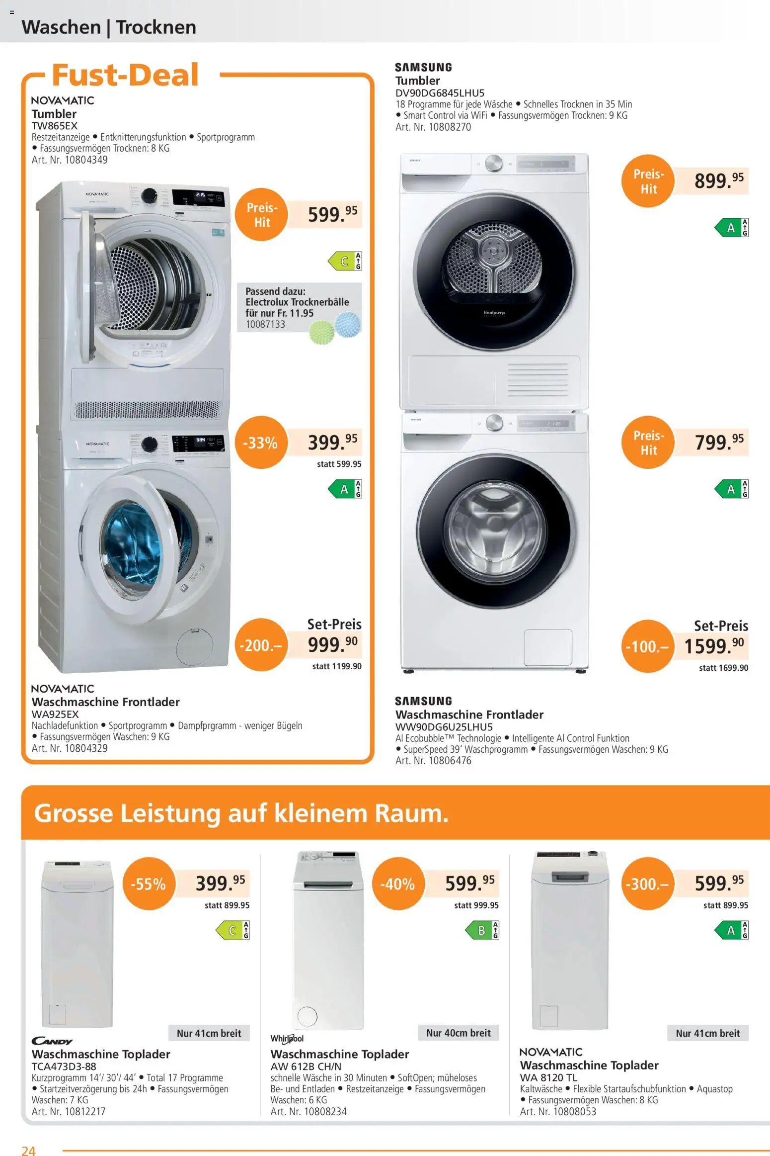 Fust aktionen – gültig ab 26.05.2026 | Seite: 24 | Produkte: Toplader, Samsung, Waschmaschine