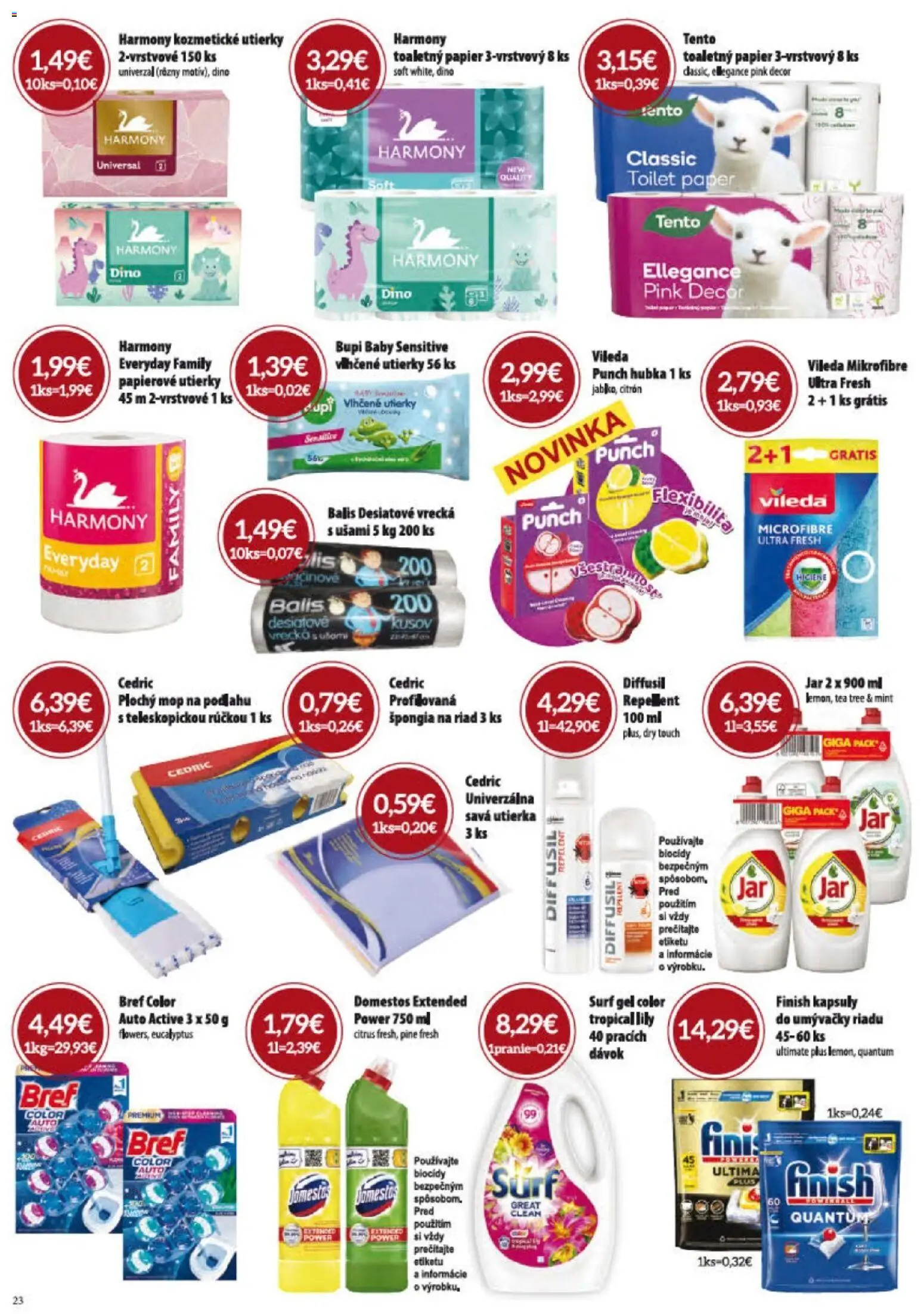 Nové KARMEN CBA akcie – leták je platný od 04.06.2026 | Strana: 23 | Produkty: Mop, Toaletný papier, Domestos, Jar