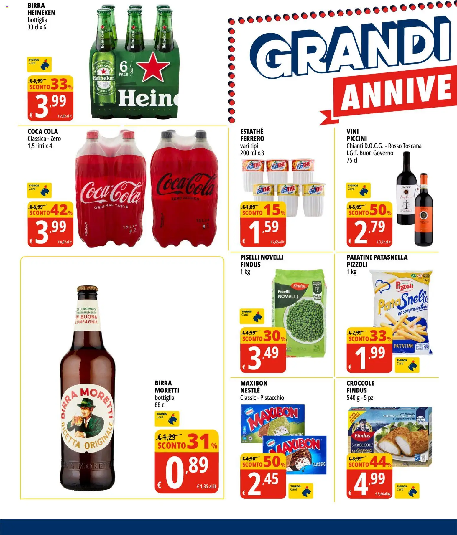 Volantino Tigros del 02/09/2026 | Pagina: 6 | Prodotti: Merluzzo, Patatine, Birra Heineken, Piselli