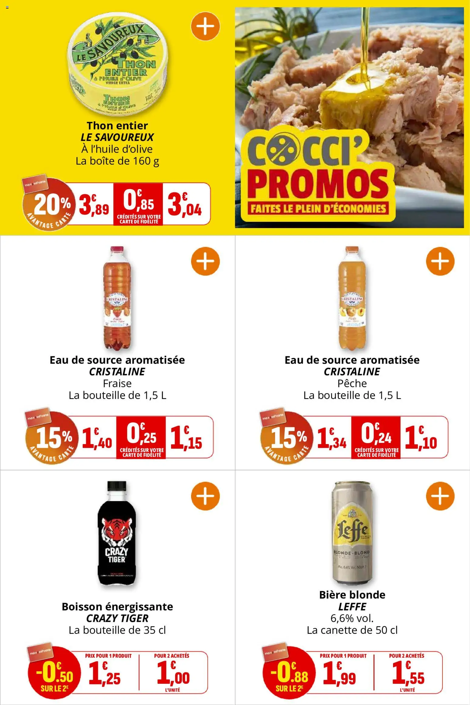 {H1} | Page: 20 | Produits: Bière blonde, Eau de source, Thon, Bière