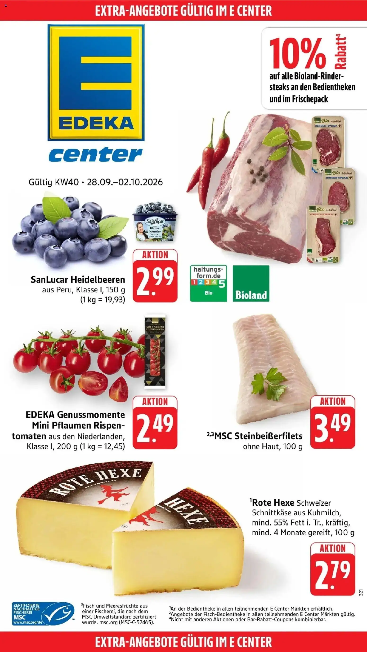 Edeka Prospekt Wittlich – gültig ab 28.09.2026 | Seite: 43 | Produkte: Pflaumen, Tomaten, Heidelbeeren, Meeresfrüchte